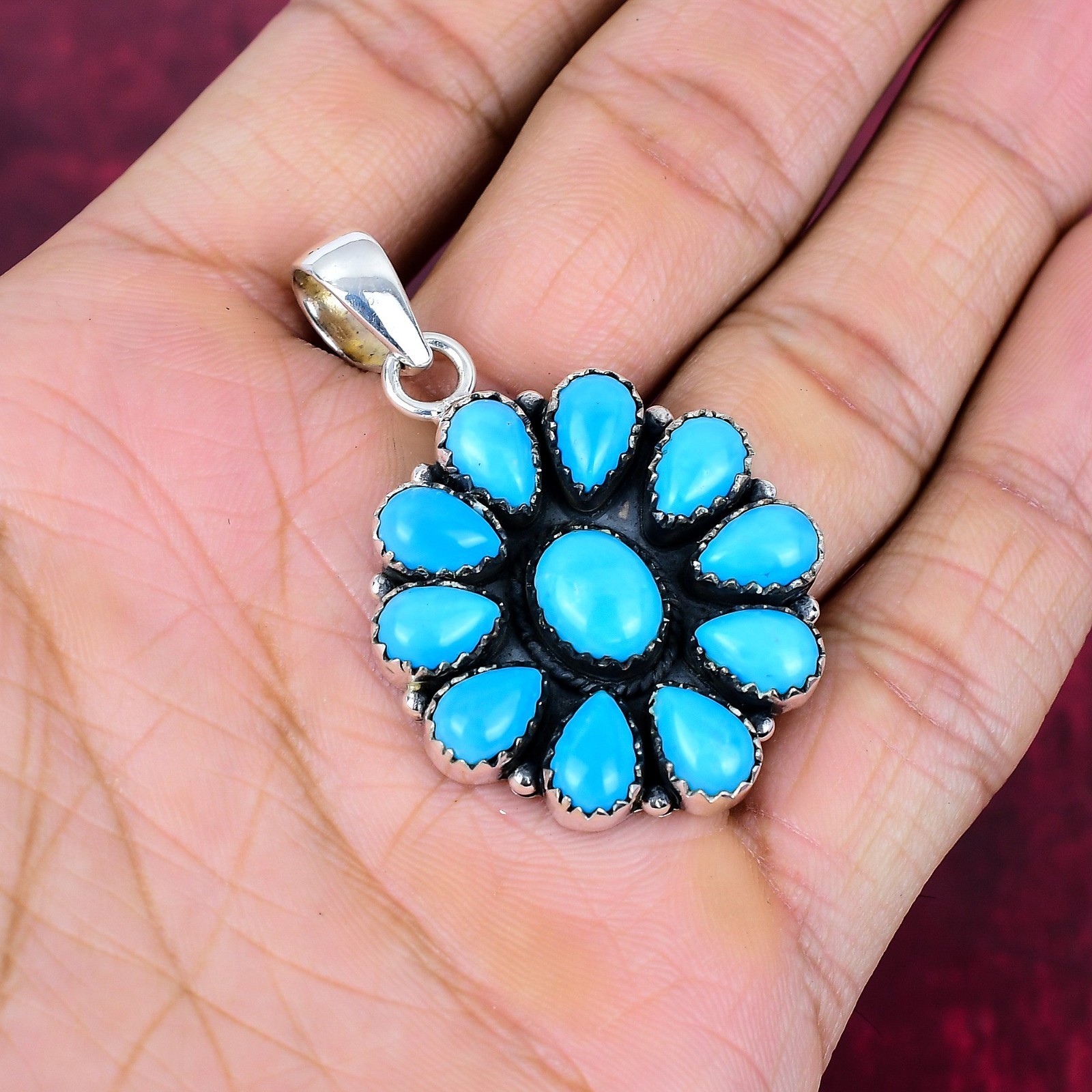 Sleeping Turquoise Gemstones Handmade 925 Sterling Silver Pendant Jewelry Gifts
