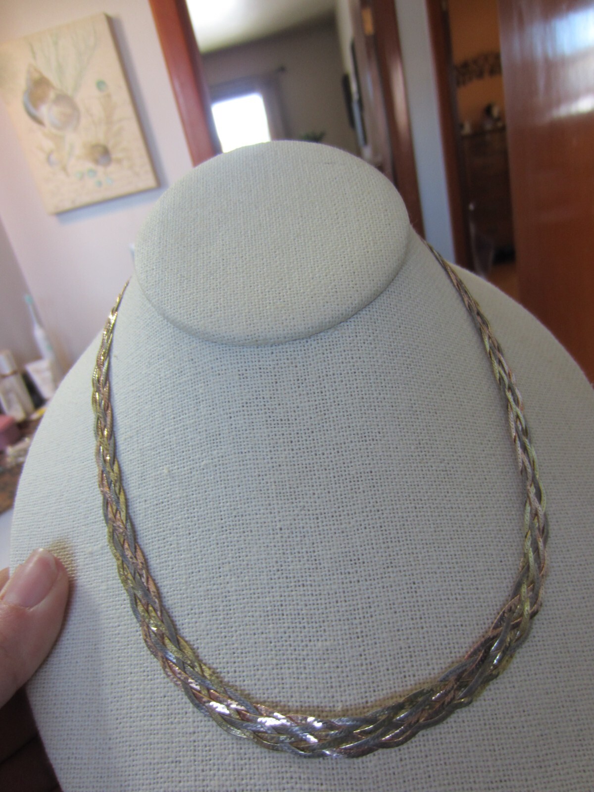 Pre-owned Hallmarked 925 Italy multiple braids necklace with lobster clasp