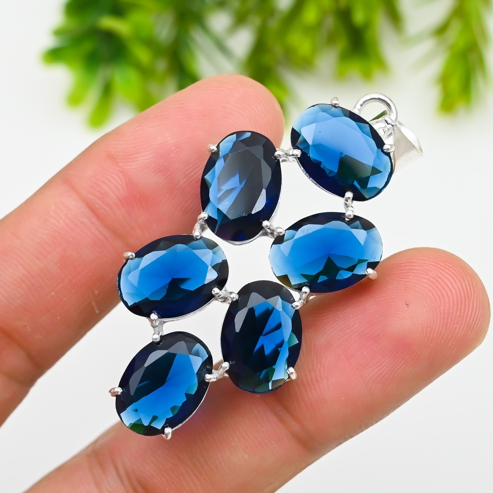 London Blue Topaz Gemstone 925 Sterling Silver Pendant