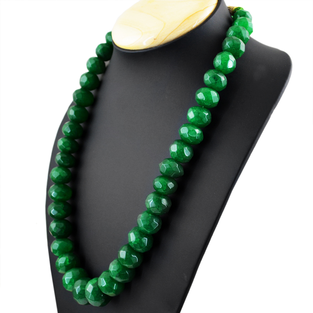 880.35 CTS ENHANCED EMERALD ROUND SHAPE FACETED HUGE BEADS NECKLACE (DG)