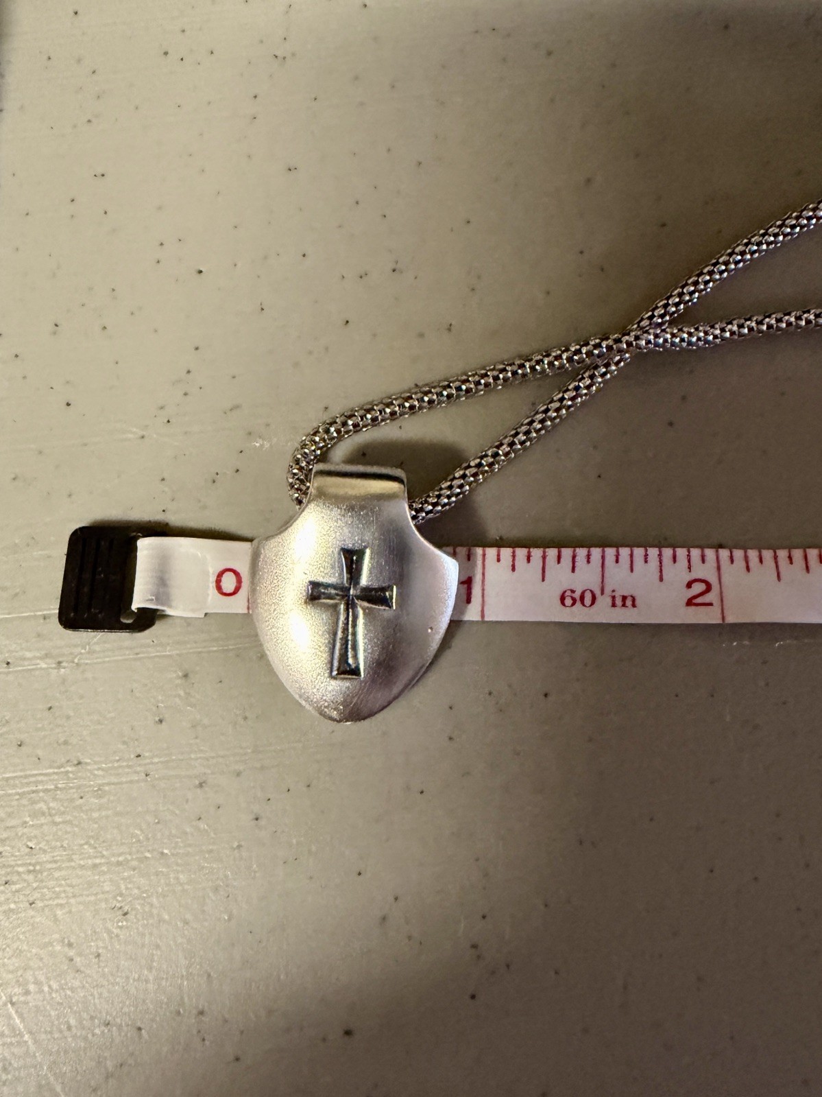 JAMES AVERY Sterling Silver Shield Faith Cross Pendant Popcorn Necklace; RETIRED