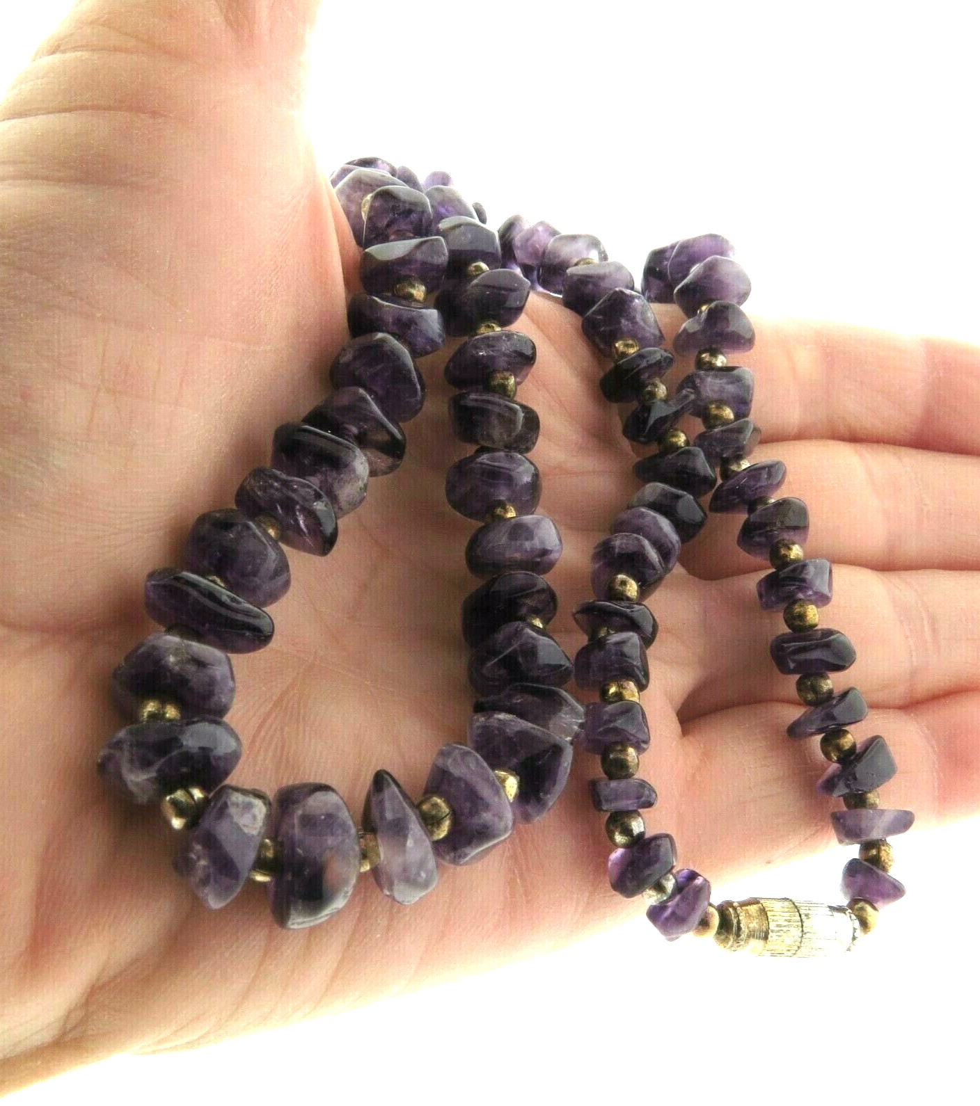 Graduated Amethyst Nugget Bead Necklace 7 – 12 mm 18 inch