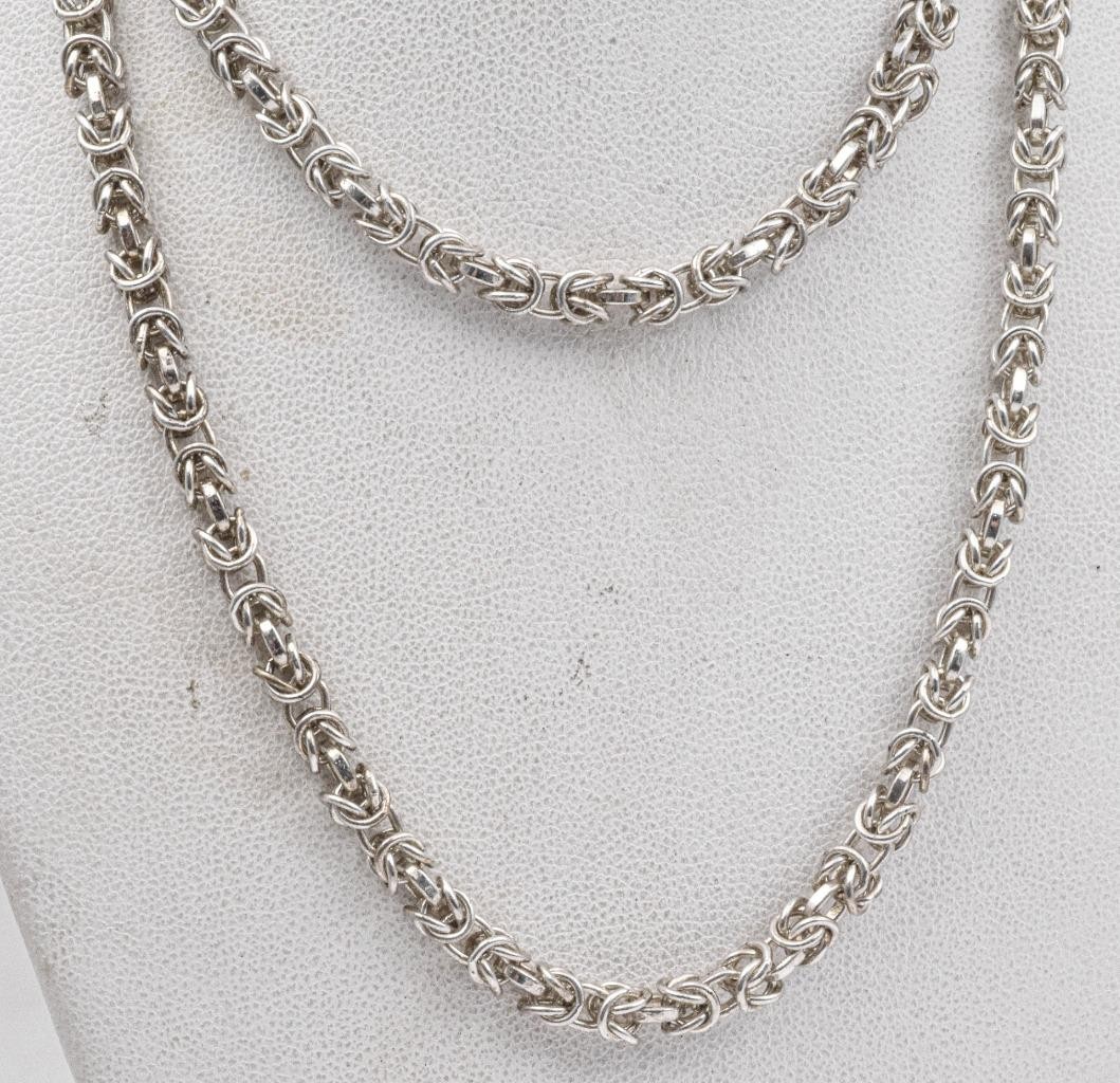 Ethnic 925 Sterling Silver 4.25mm thick – 24″ BYZANTINE Solid chain necklace 32g