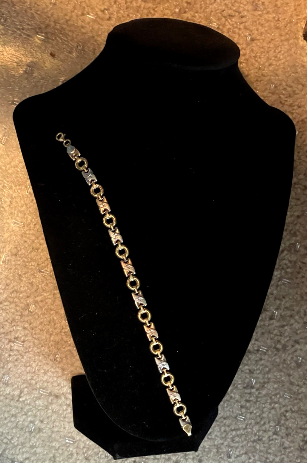 Sterling Silver .925 and 10K Gold Plated Bracelet 7-3/8″ 9mm 5.9gr
