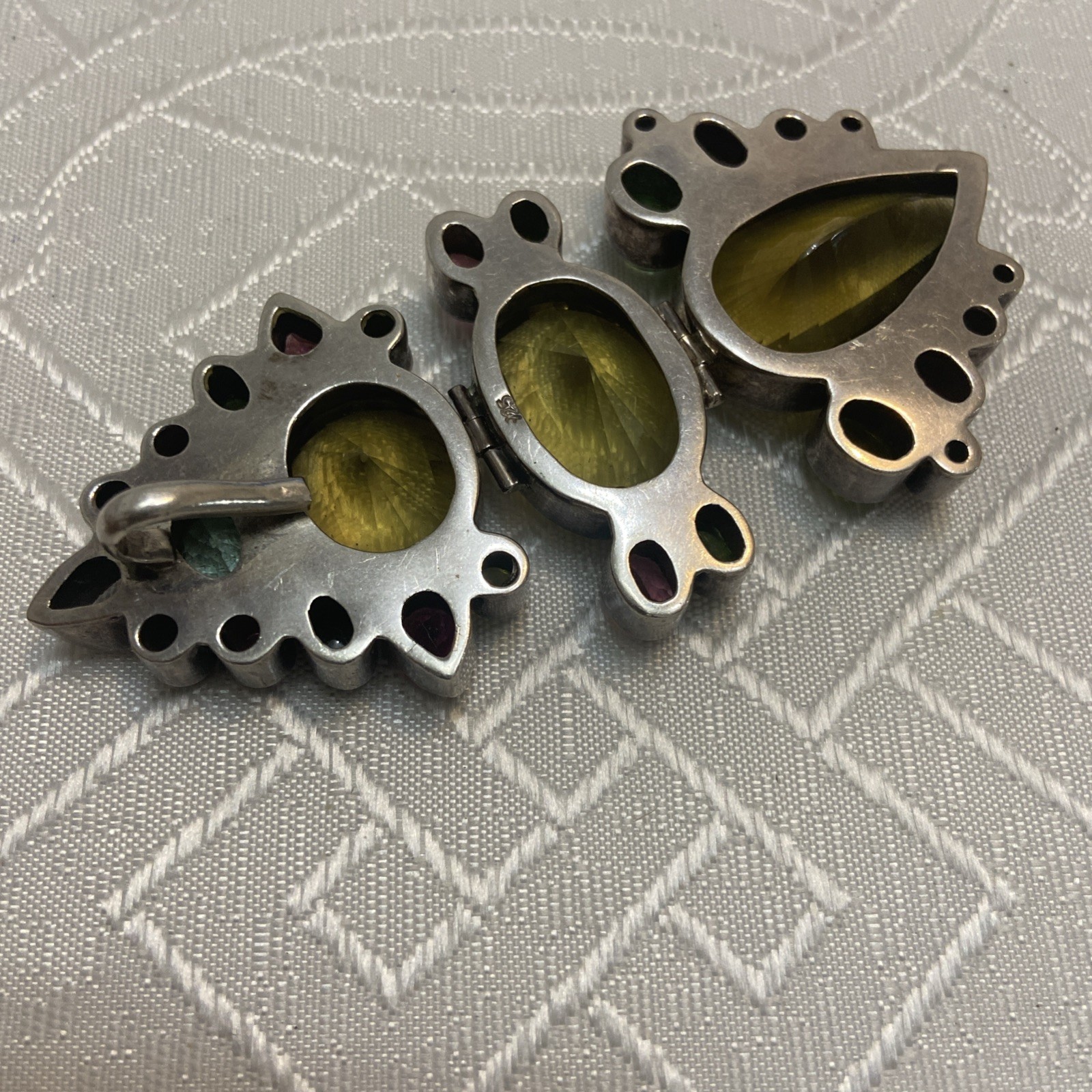 Sterling Silver 925 Multi-color PENDANT 4 inches