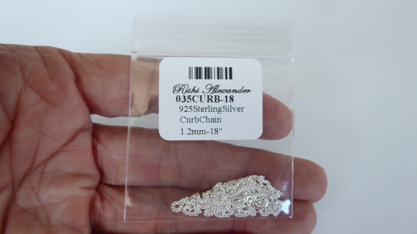 18″ 925 Sterling Silver Italian Curb Link Necklace Chain 1.2mm Solid Silver NEW