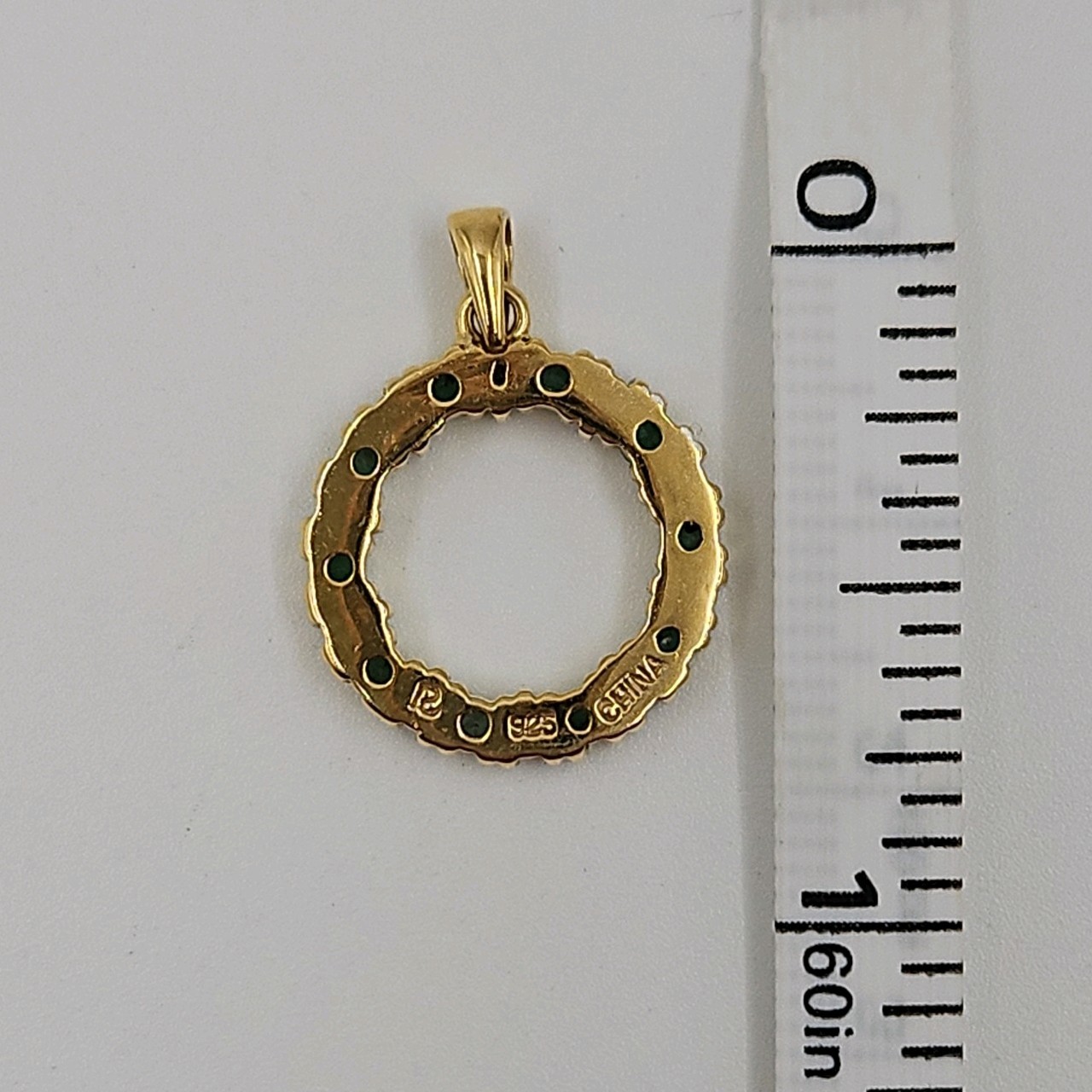Ross Simon Sterling Silver Green Tourmaline Circle Pendant