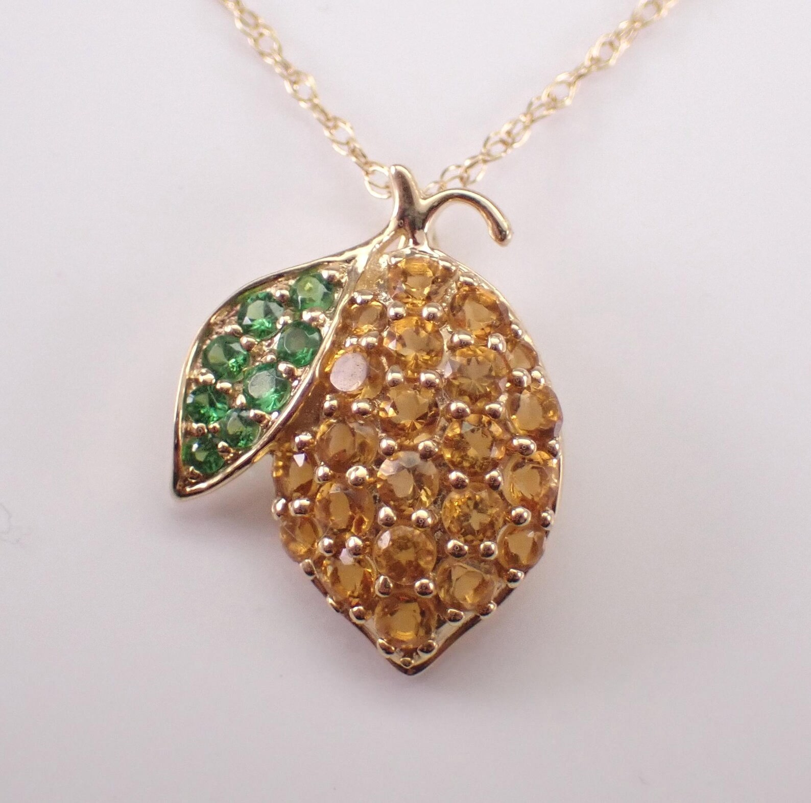 2 Ct Lab Created Citrine Lemon Charm Pendant Necklace 14K Yellow Gold Plated