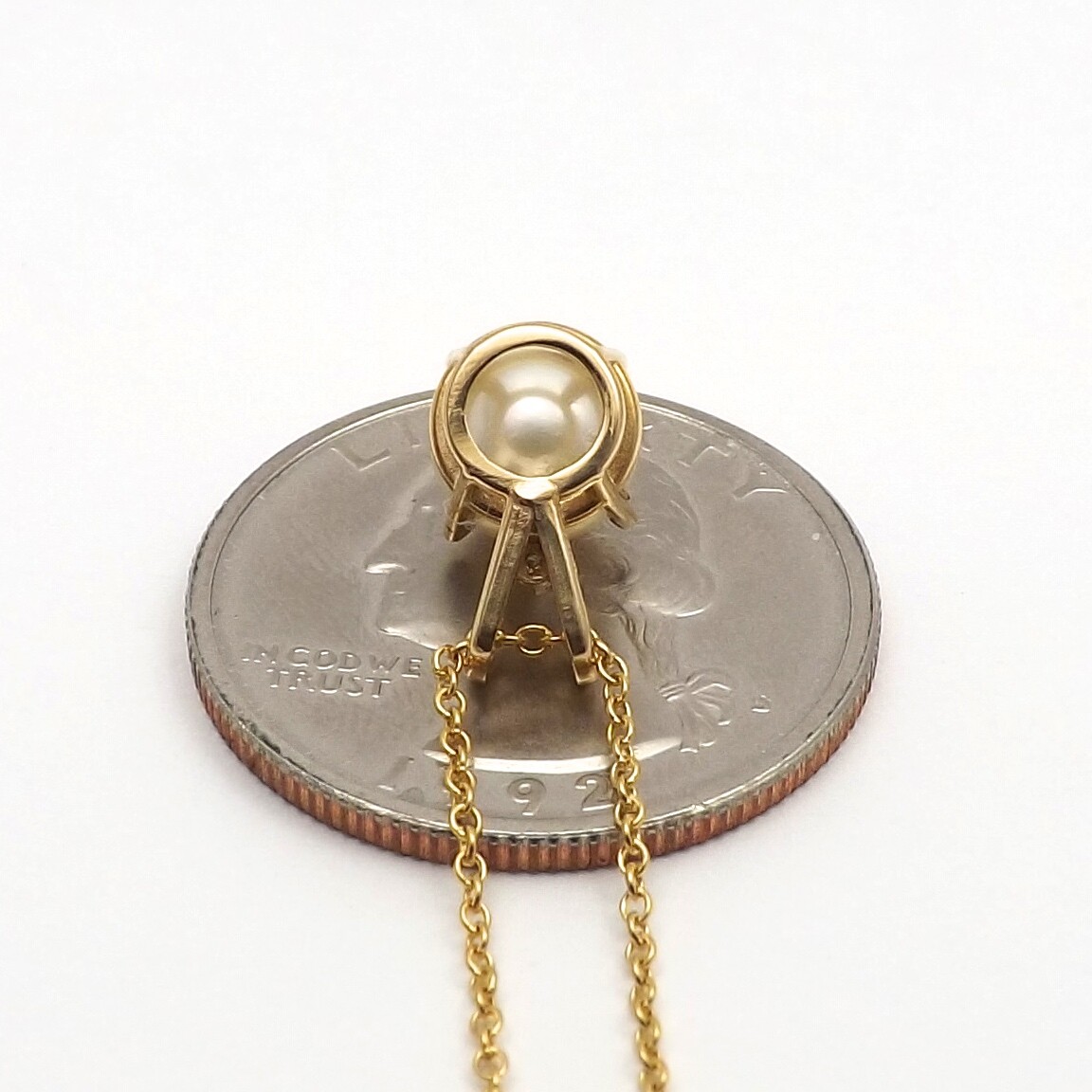 14k Gold Akoya Pearl Diamond Pendant Necklace June Birthstone 16in New