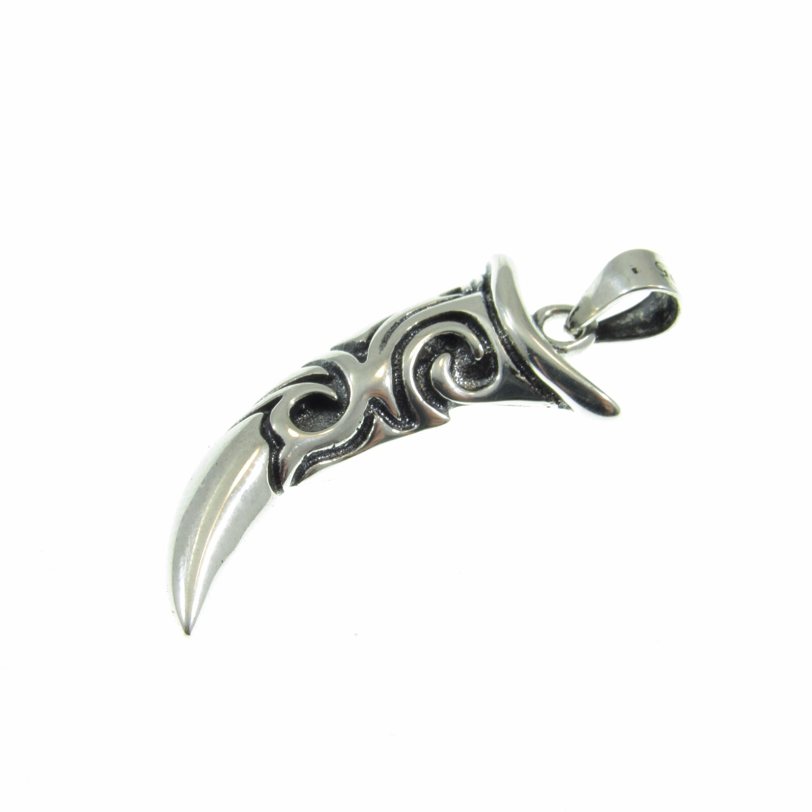 Solid 925 Sterling Silver Tribal Tooth Sabertooth Pendant – Wolf Fang Charm