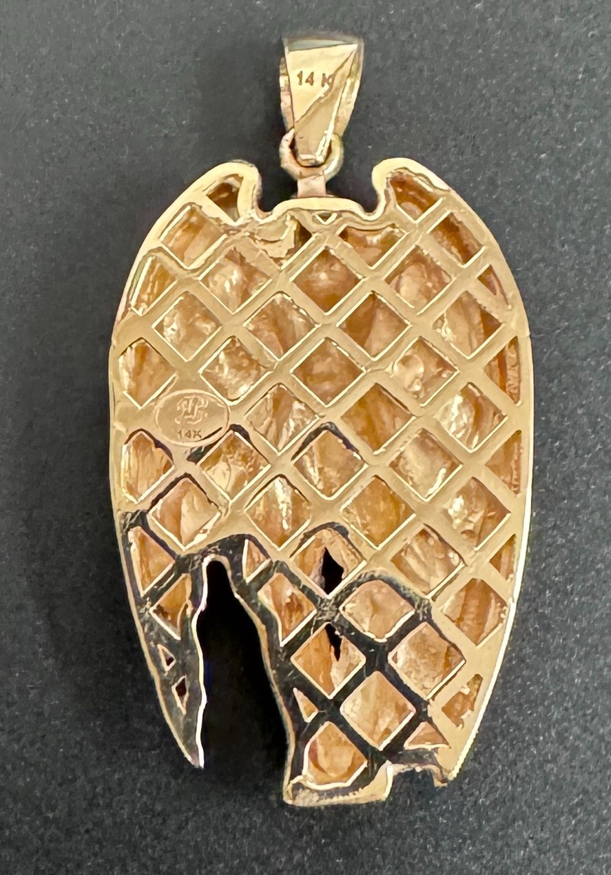 St Michael Warrior Angel 2″ Large Saint Charm Pendant 14K Gold