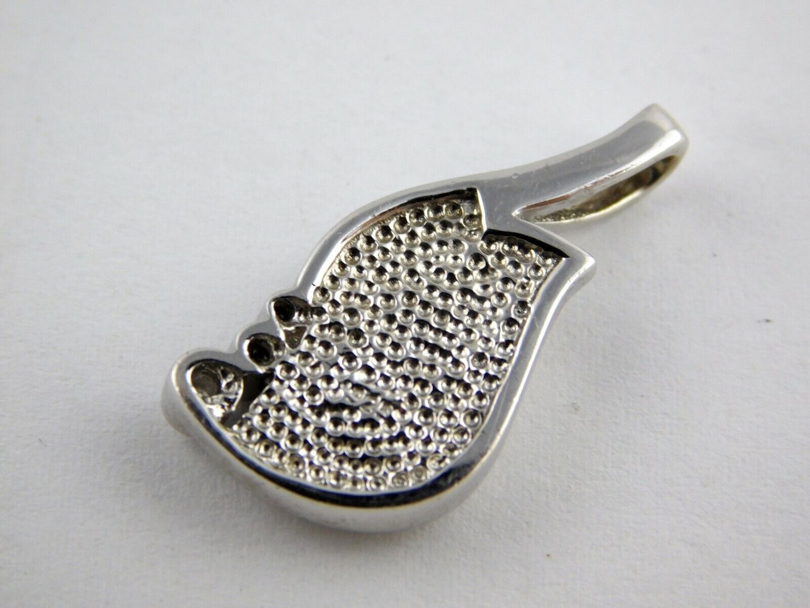 Sterling Silver Lab Created Blue Opal Inlay White CZ Accents Pendant 5g 1 1/8 In