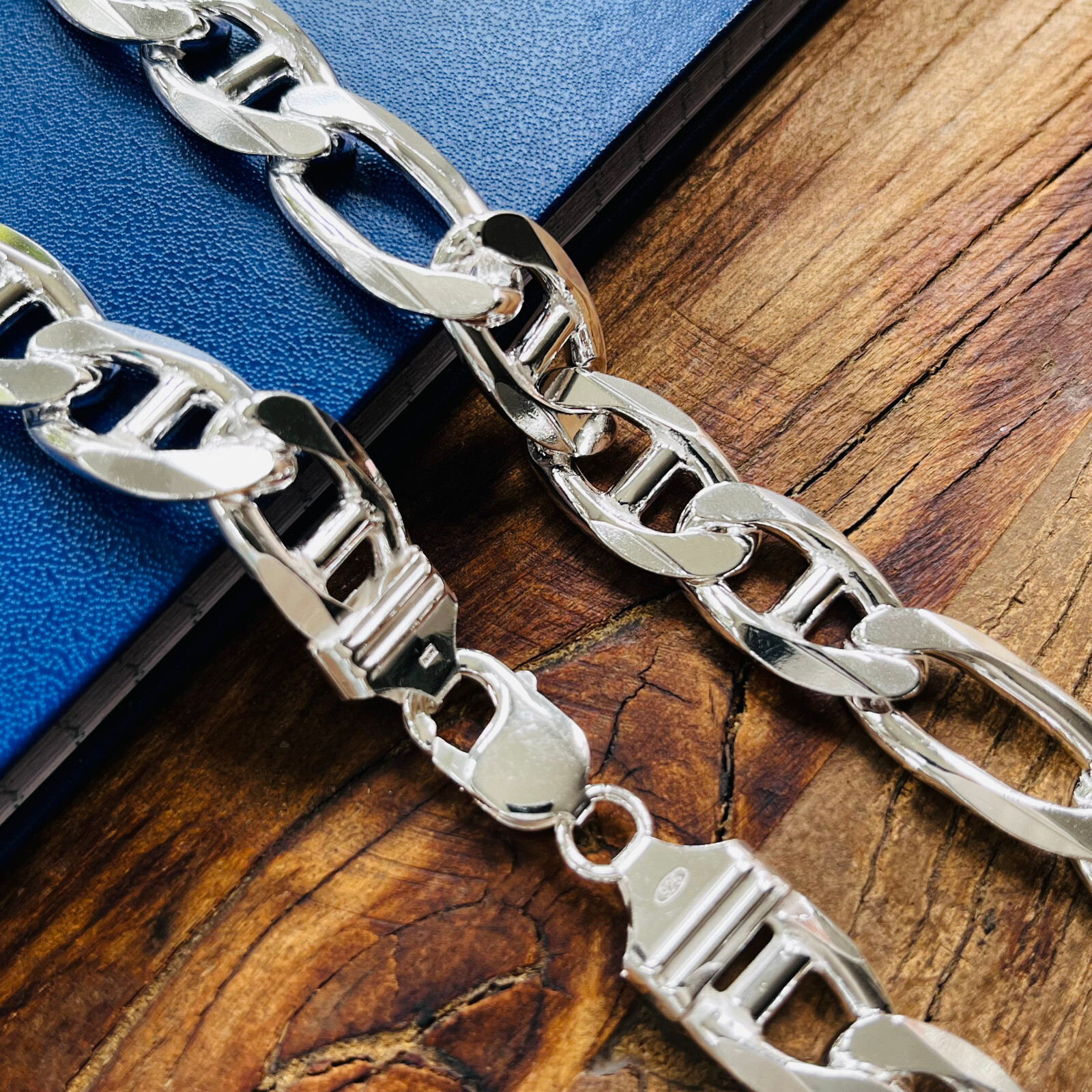 Real Solid Sterling Silver Figarucci Mens Boys Chain Bracelet or Necklace
