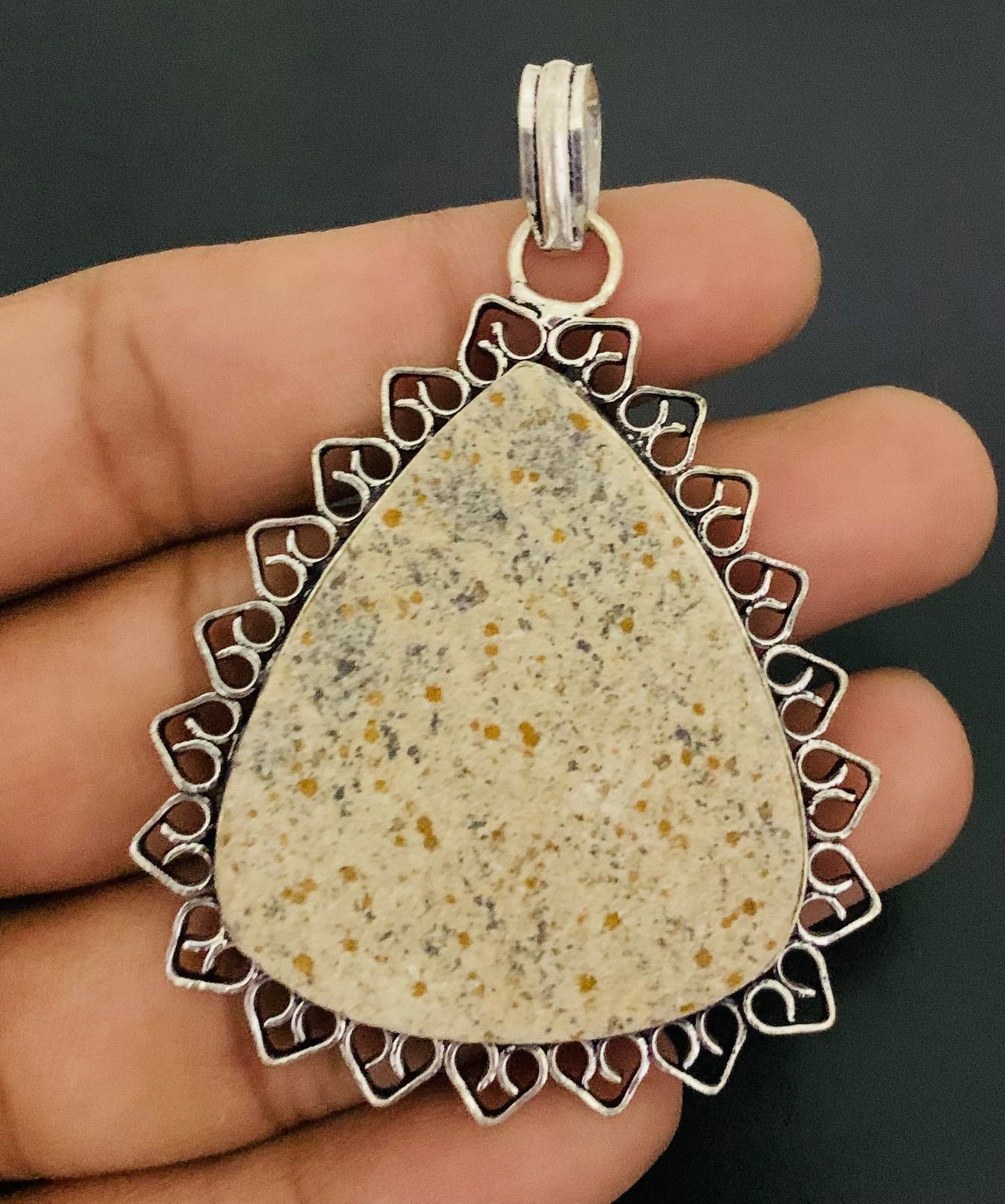 German Dendrite Gemstone 925 Sterling Silver Handmade Pendant Jewelry Gift For