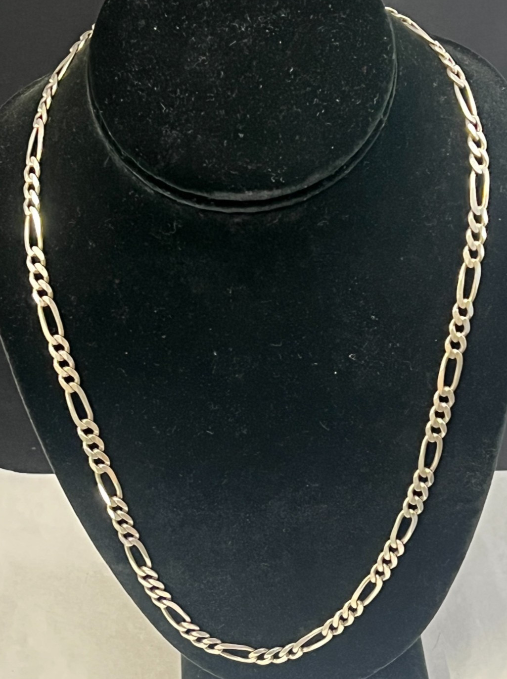 May Co Frank T Sterling Silver Figaro Chain Necklace 23″ Length 25.6 grams Italy