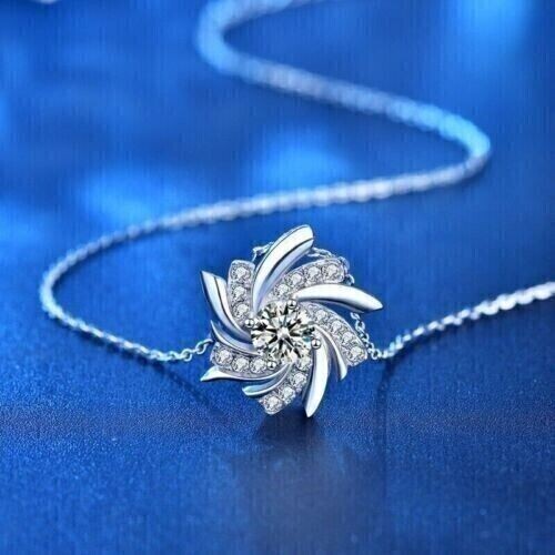 2Ct Round Cut Lab-Created Moissanite Women Beauty Pendant 14K White Gold Plated