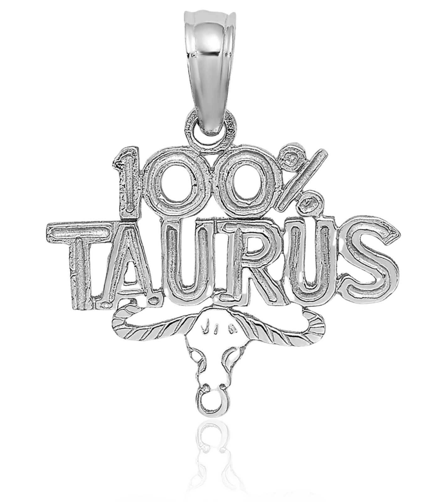14K Solid White Gold Small Taurus Zodiac Pendant Necklace 15.65mm 5/8 inch