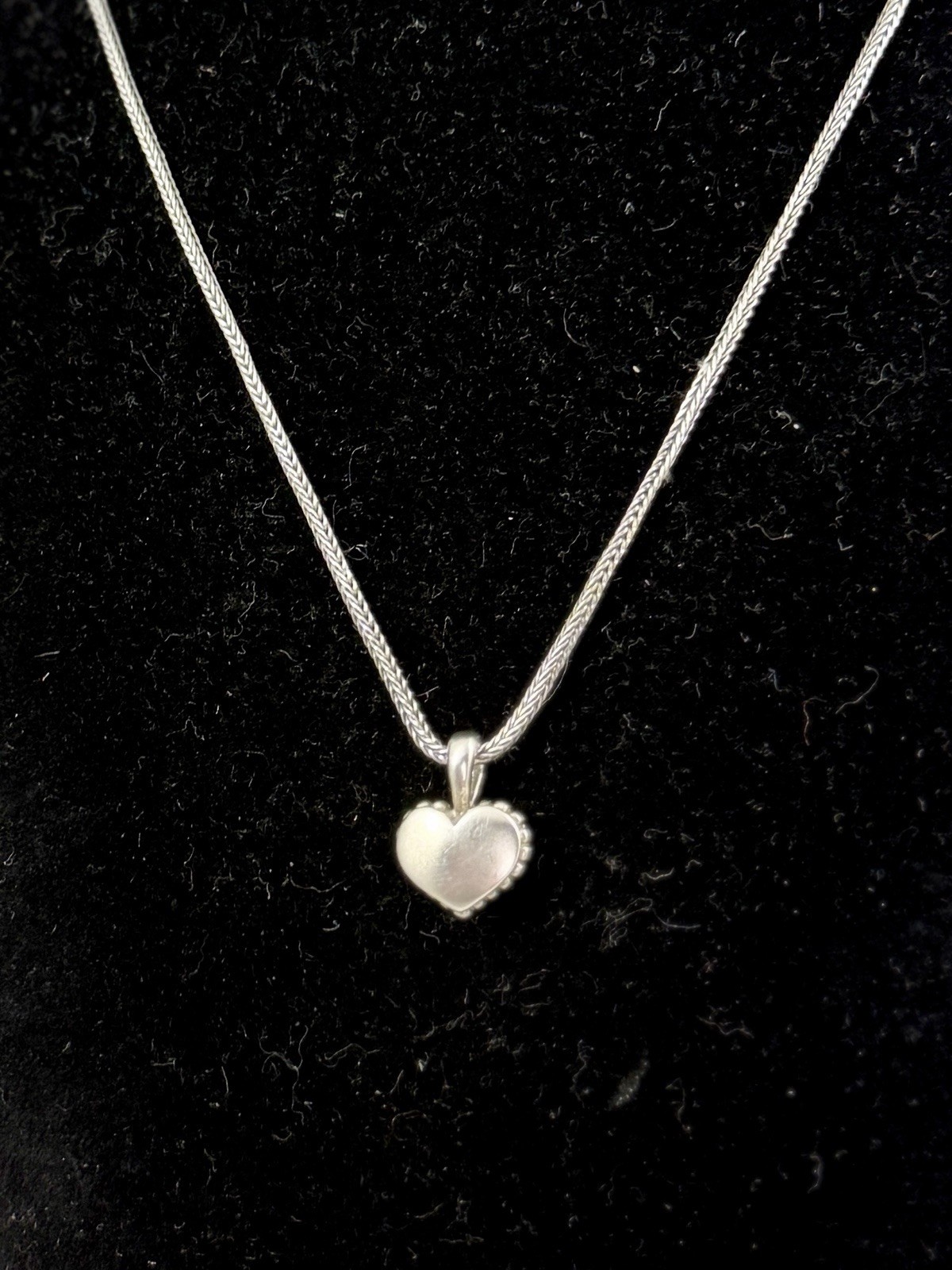 LAGOS CAVIAR Sterling Silver Beaded Edge 3-D Puffy Heart Pendant Necklace