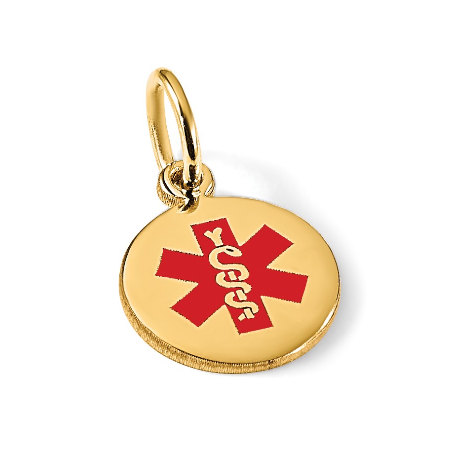 14k Red Enamel Medical Jewelry Pendant XM406