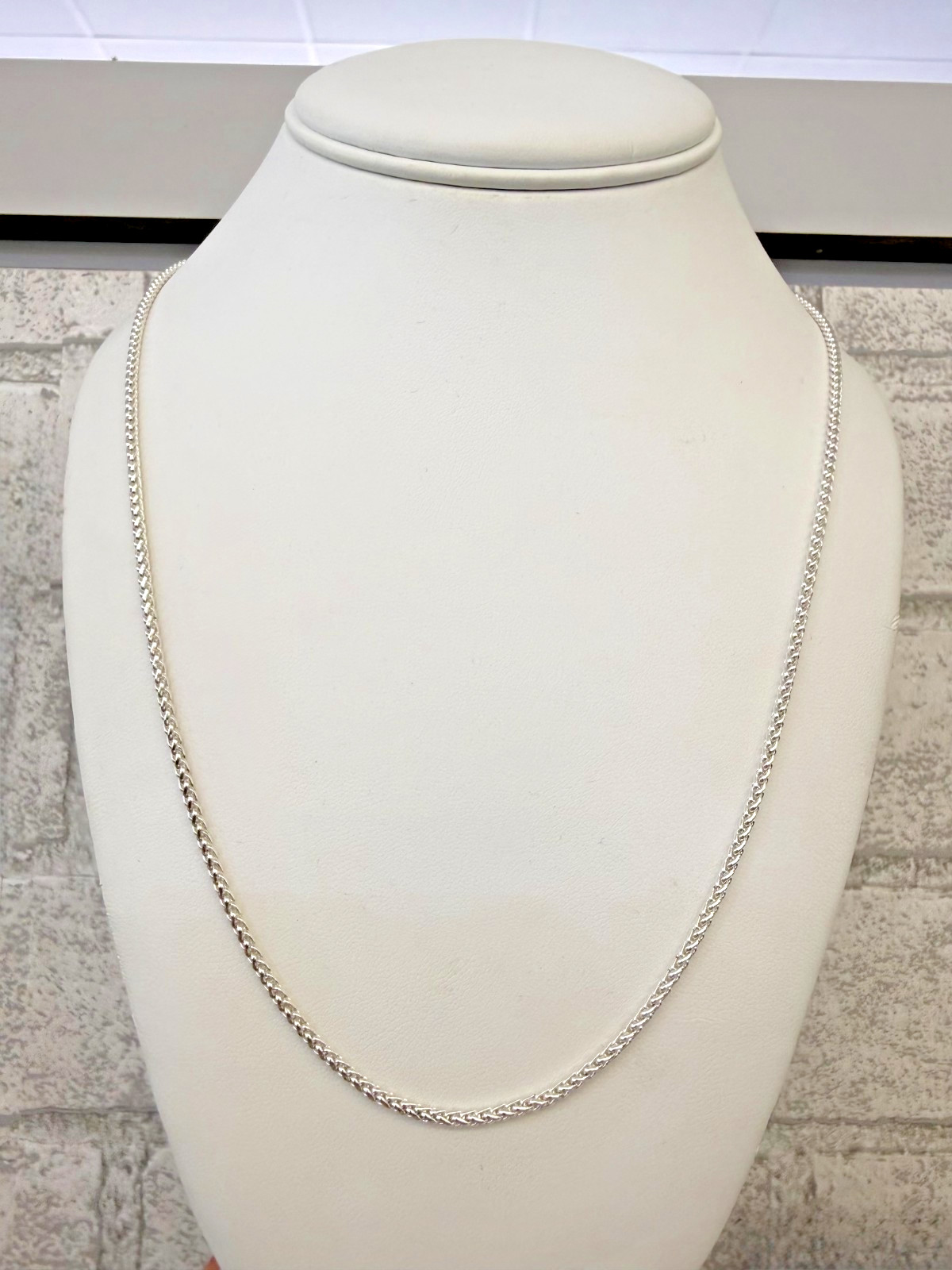 925 Sterling Silver Wheat Chain Necklace 21in.
