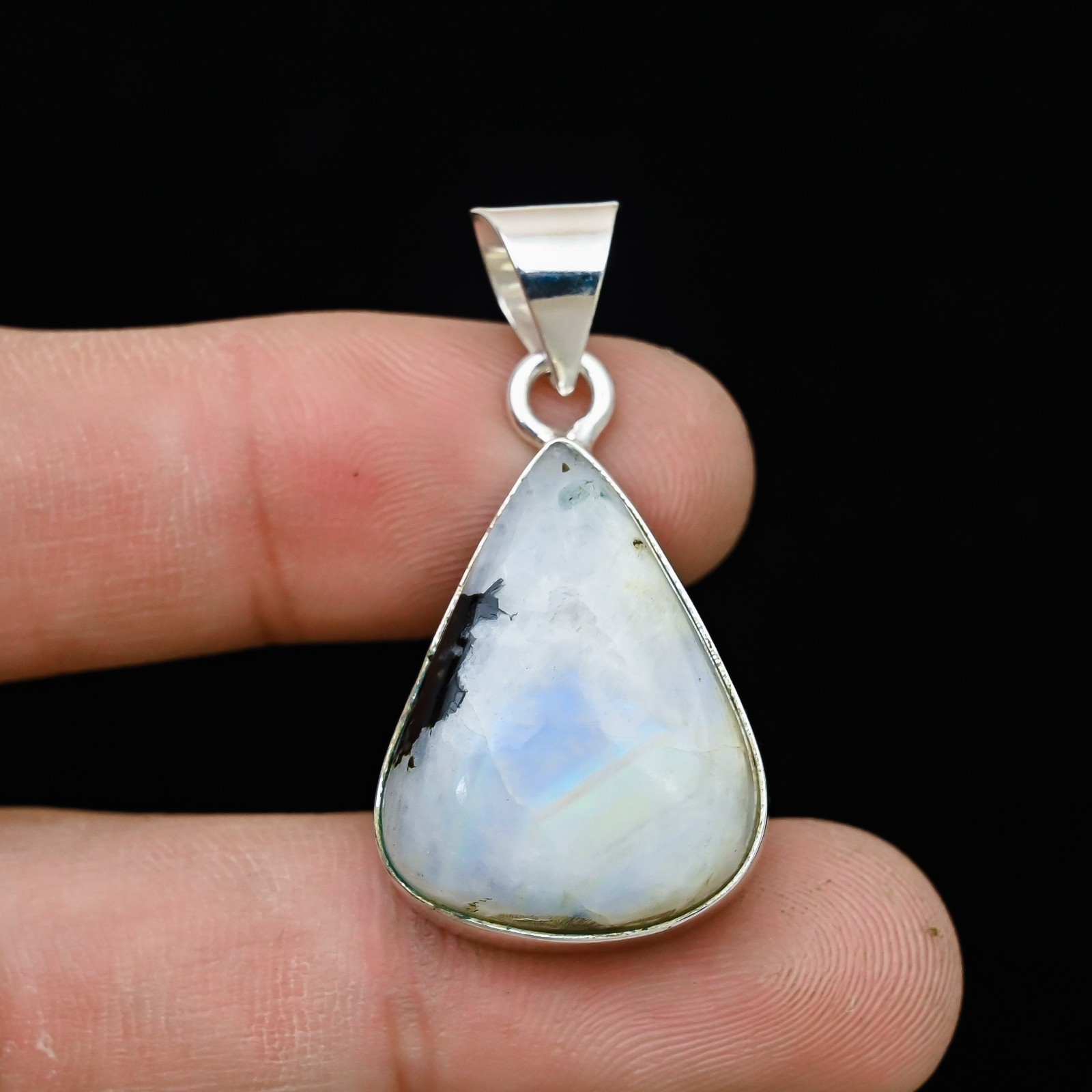 Rainbow Moonstone Gemstone 925 Sterling Silver Handmade Pendant Jewelry Gift For