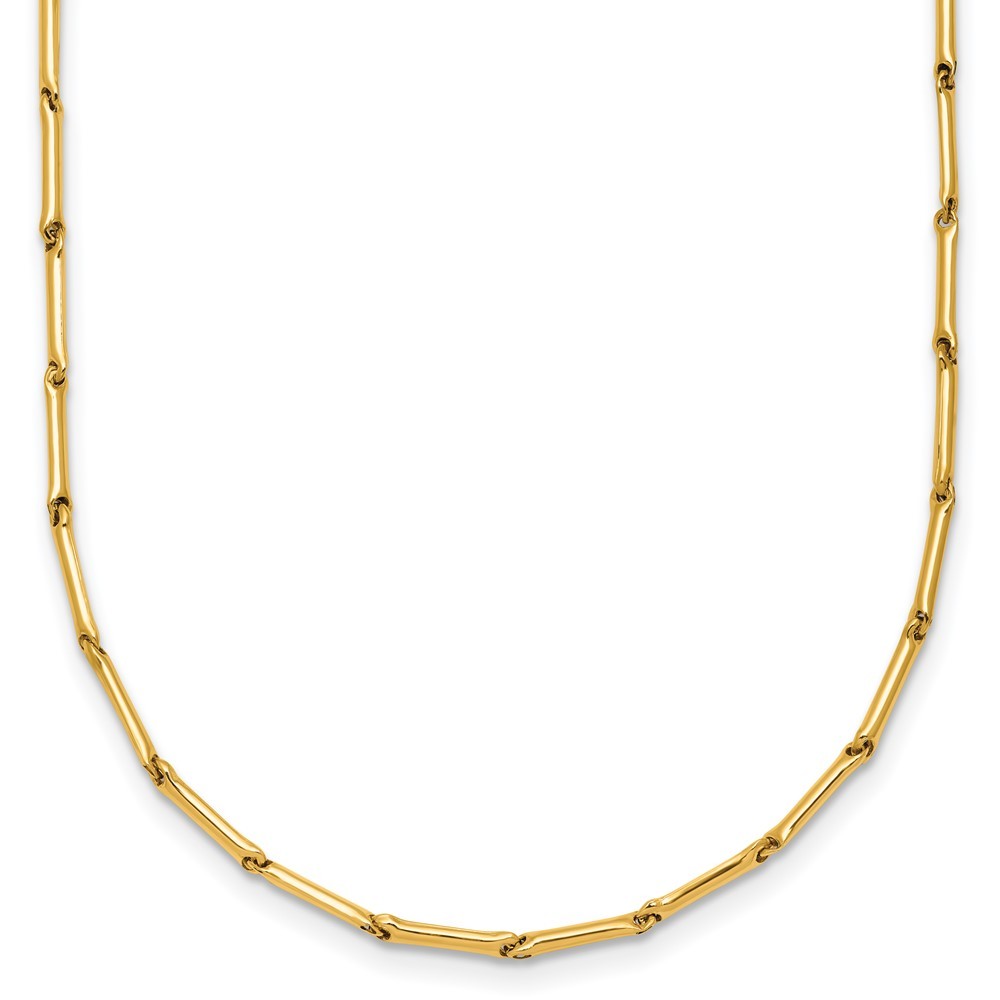 14K Yellow Gold Polished Bar Link Pendant Necklace 18″