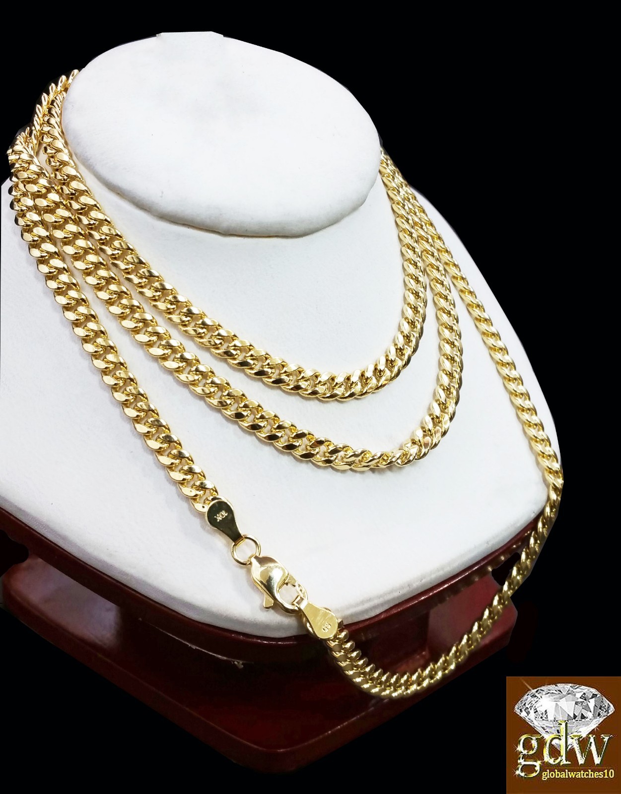 Real 10K Gold Miami Cuban Chain Necklace 4mm 20 22 24 26 28 30 Inch Men Women