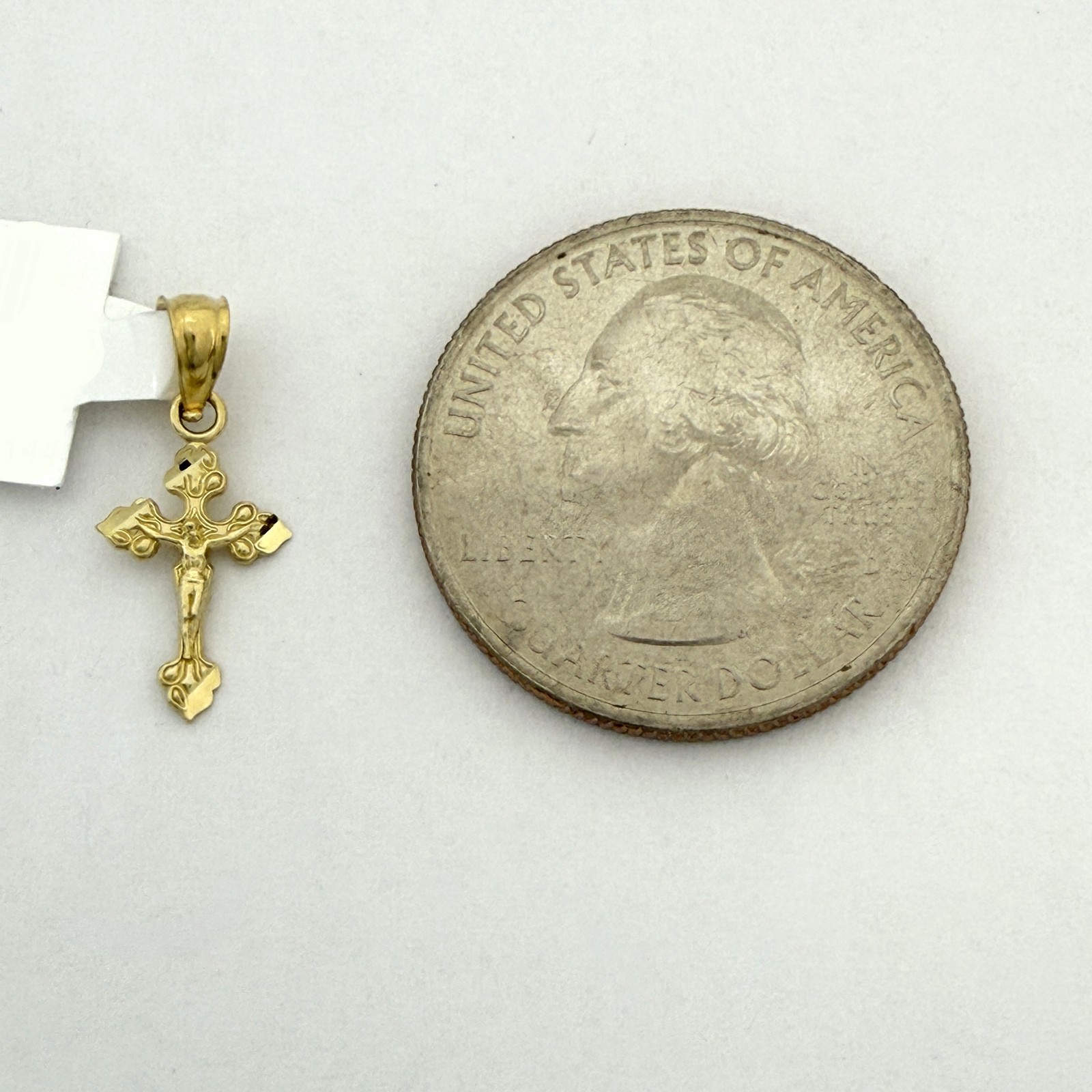 10k Yellow Gold Unisex Tiny Crucifix Cross Religious Charm Pendant