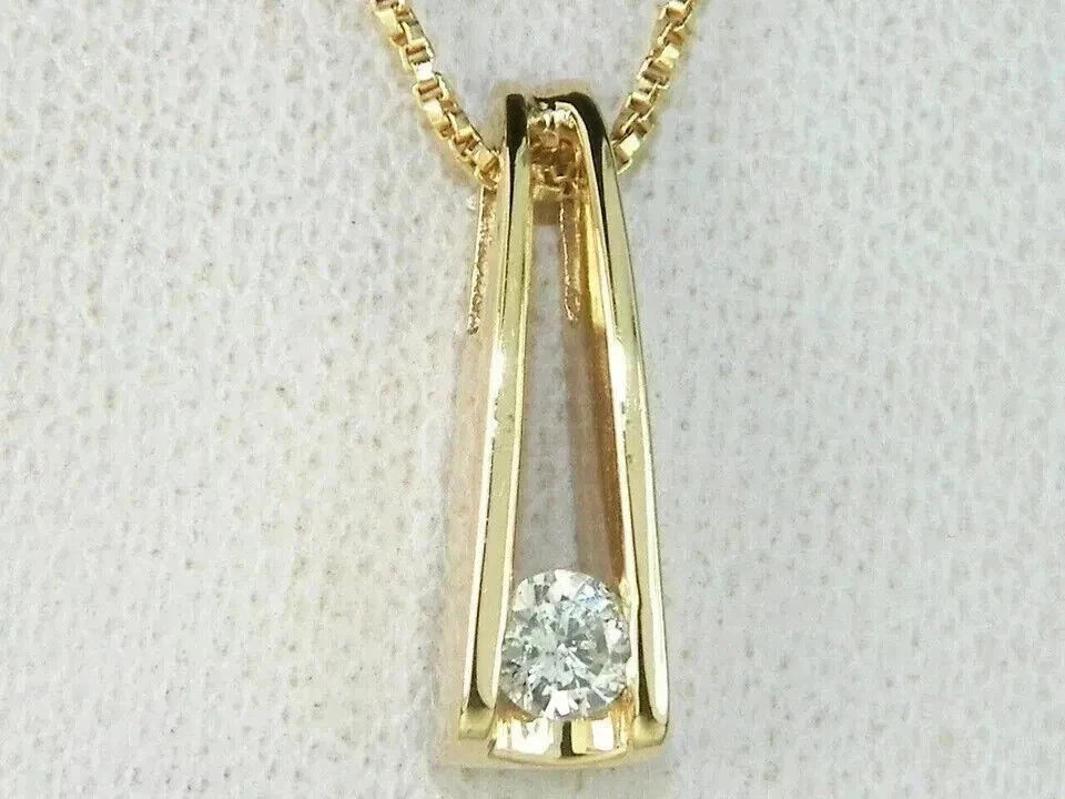 2Ct Real Moissanite Bar Solitaire Pendant Necklaces 14K Yellow Gold Plated