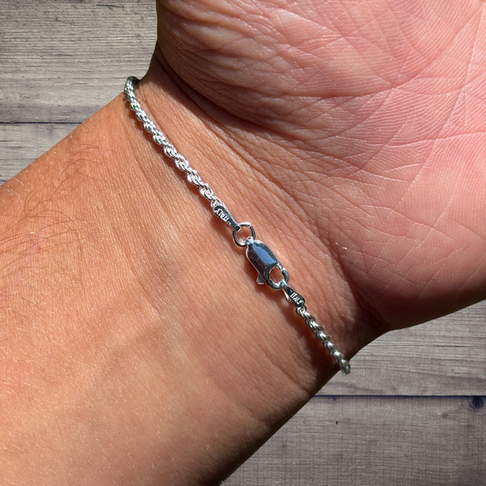 2mm Diamond Cut Rope Bracelet – Solid 925 Sterling Silver Or 14k Gold Vermeil