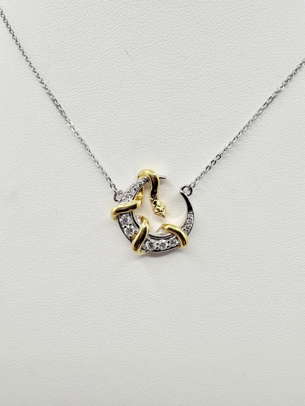 Snake Serpent Necklace Sterling Silver Moissanite 0.35 ctw 18-20 in D’Joy
