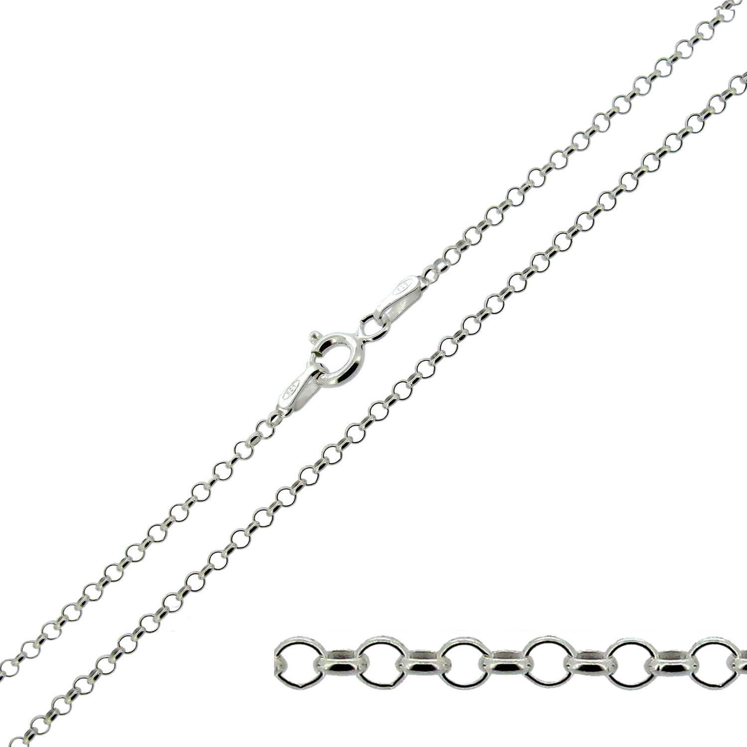 925 Solid Sterling Silver 14 16 18 20 22 24 26 28 30 Inch 2mm Belcher Link Chain