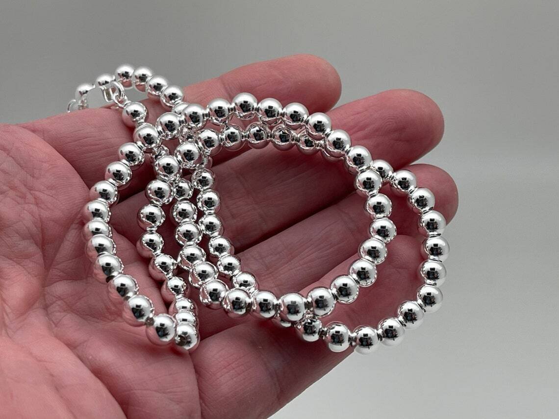 925 Sterling Silver Ball Bead Chain 5mm Necklace .925 Italy – All Sizes