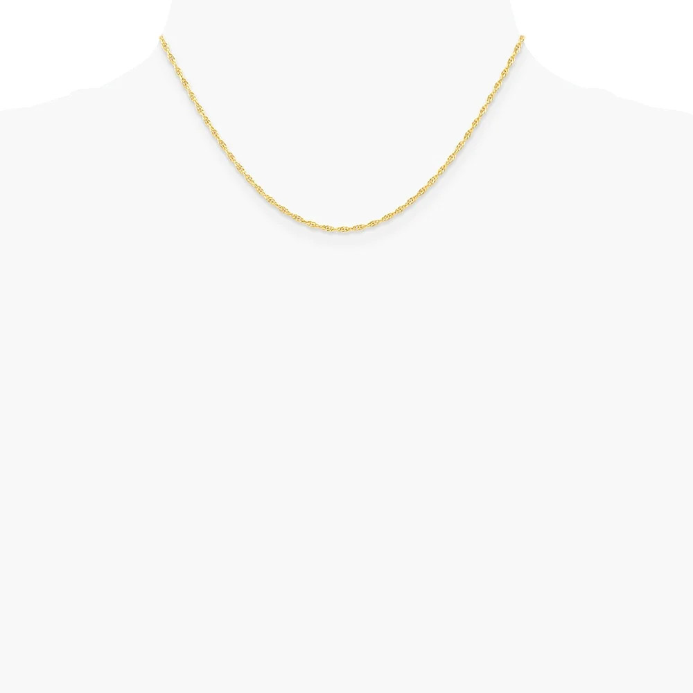 10K Yellow Gold 1.55mm Carded Cable Rope Chain Necklace 16″-24″