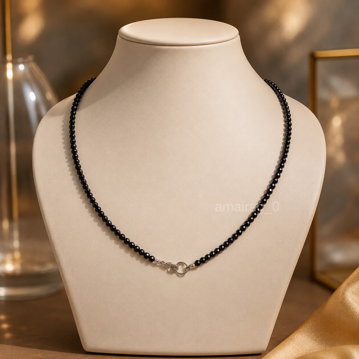 3.50mm 30 Inch Black Diamond Necklace Round Faceted Carbonado AAA Certified