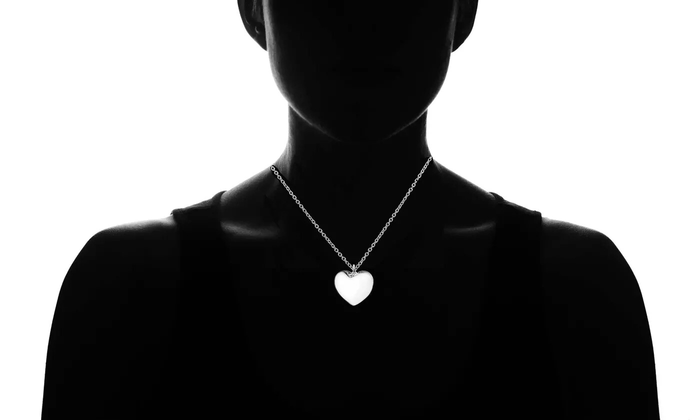 925 Solid Sterling Silver Puffed Heart Pendant Necklace Made In Italy – 18″