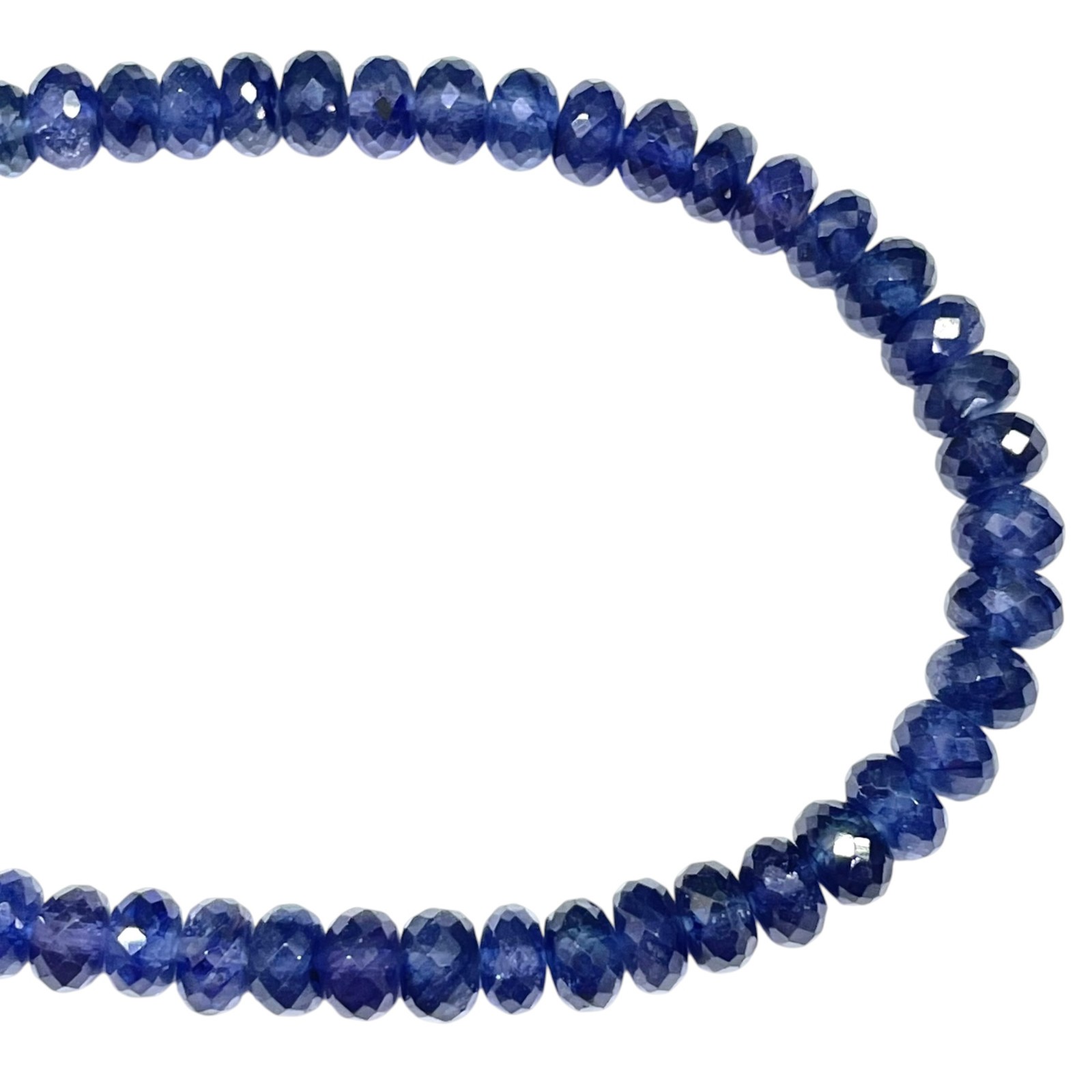 17 Inch Natual Ceylon Blue Sapphire Necklace 5.5-6.5mm Faceted Beads 925 Clasp