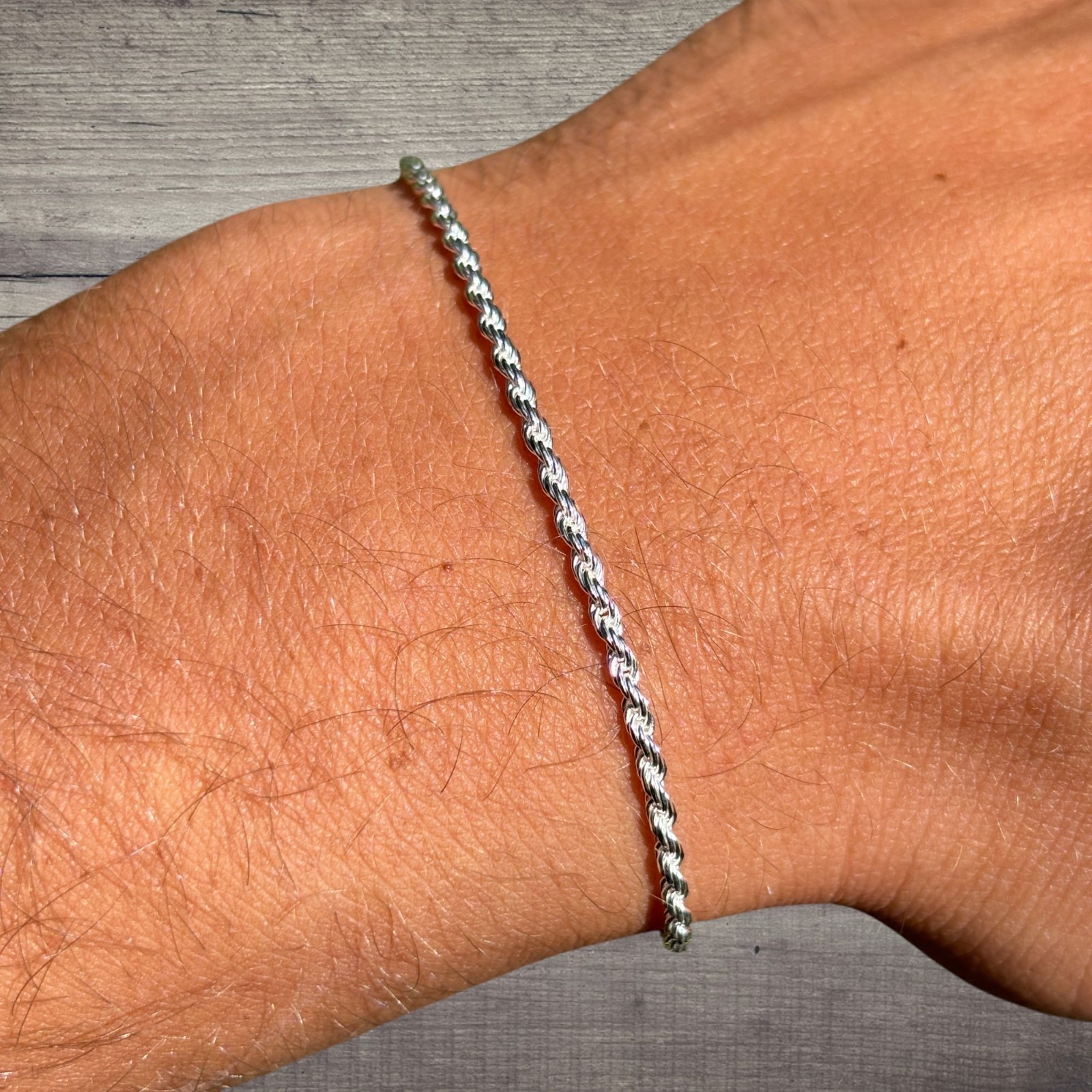 2mm Diamond Cut Rope Bracelet – Solid 925 Sterling Silver Or 14k Gold Vermeil