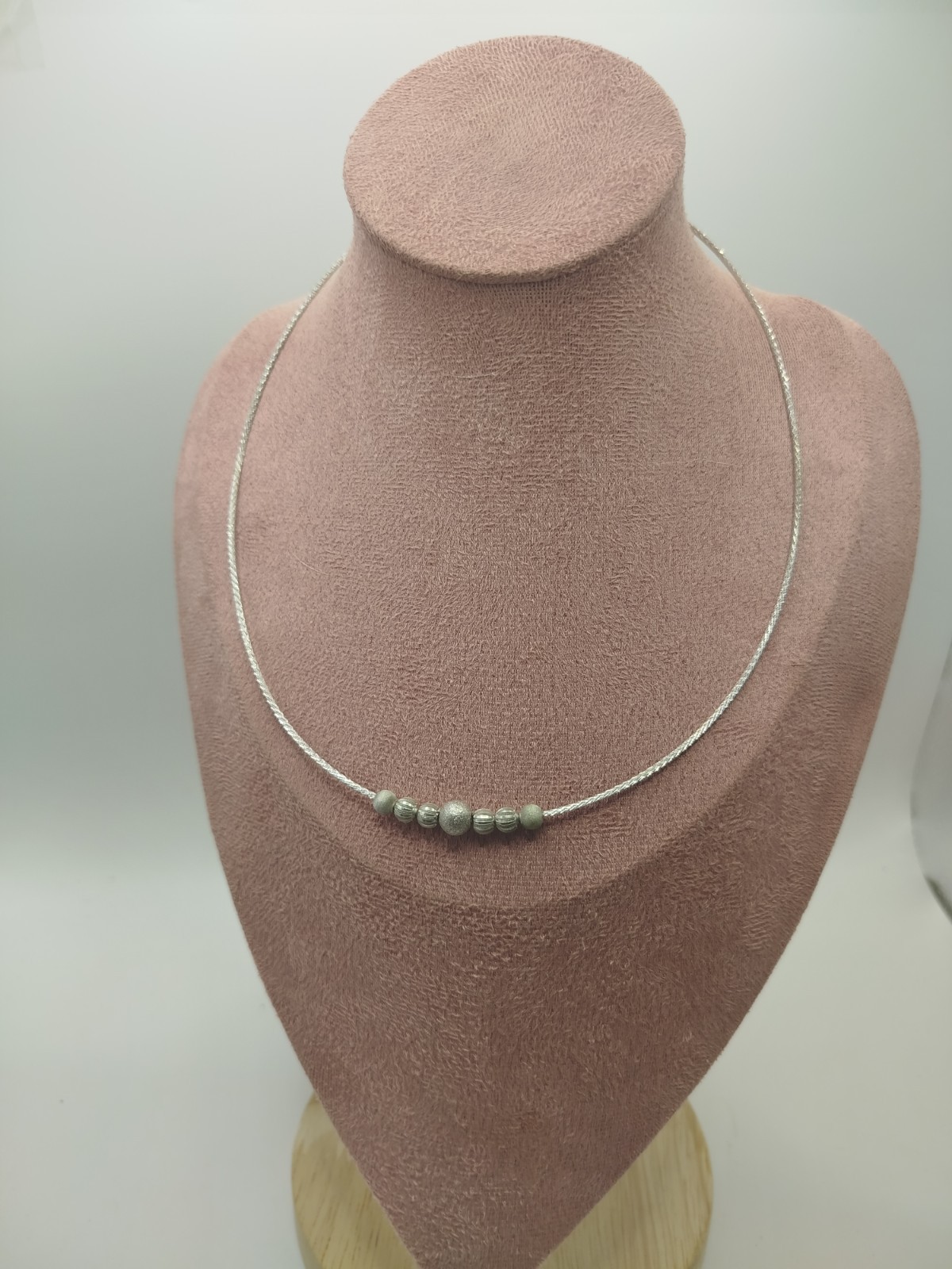 Beautiful 925 Sterling Silver Collar Necklace 7 Silver Balls Made In India 44cm