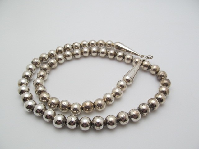Vintage 925 Sterling Silver Designer 10mm Southwest Round Ball Bead Necklace