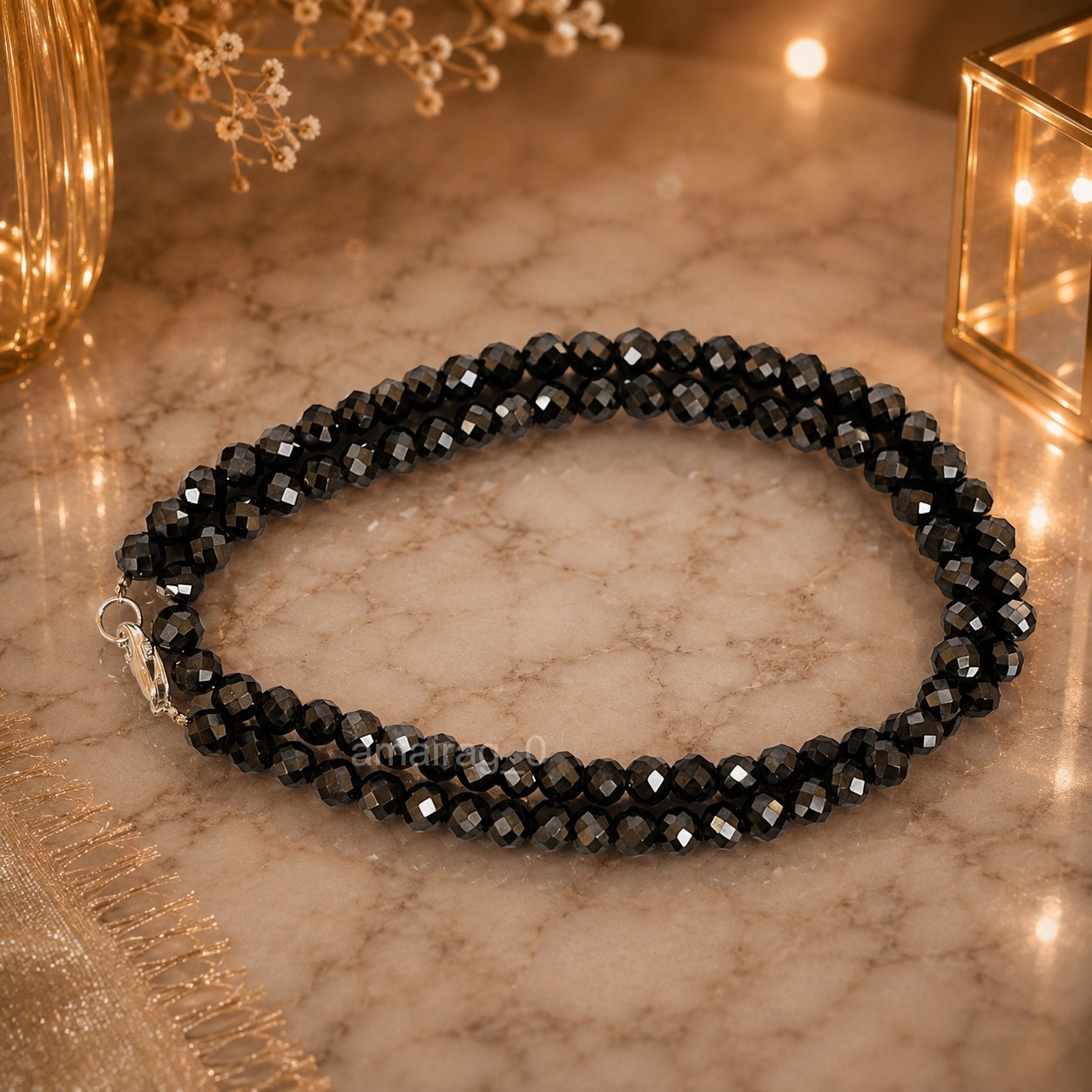 6mm 22″ Inches Black Diamond Necklace Round Faceted Quality AAA Certified