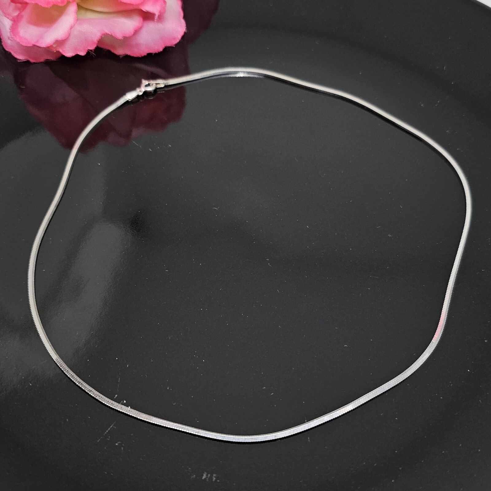 FAS 925 Sterling Silver Shiny Chain Necklace 18″ Long ITALY
