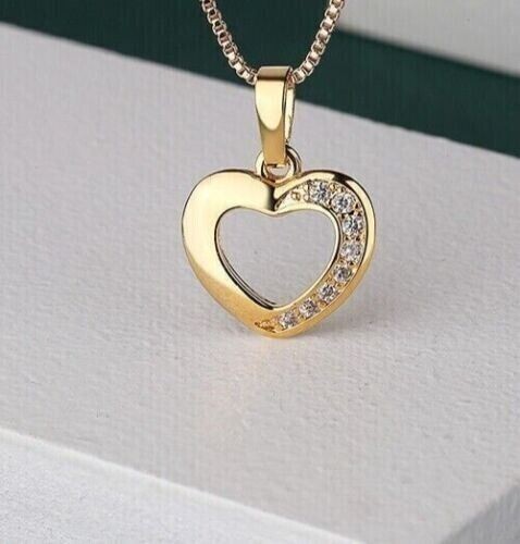 1Ct Round Cut Lab-Created Diamond Heart Pendant 18″Chain 14K Yellow Gold Plated
