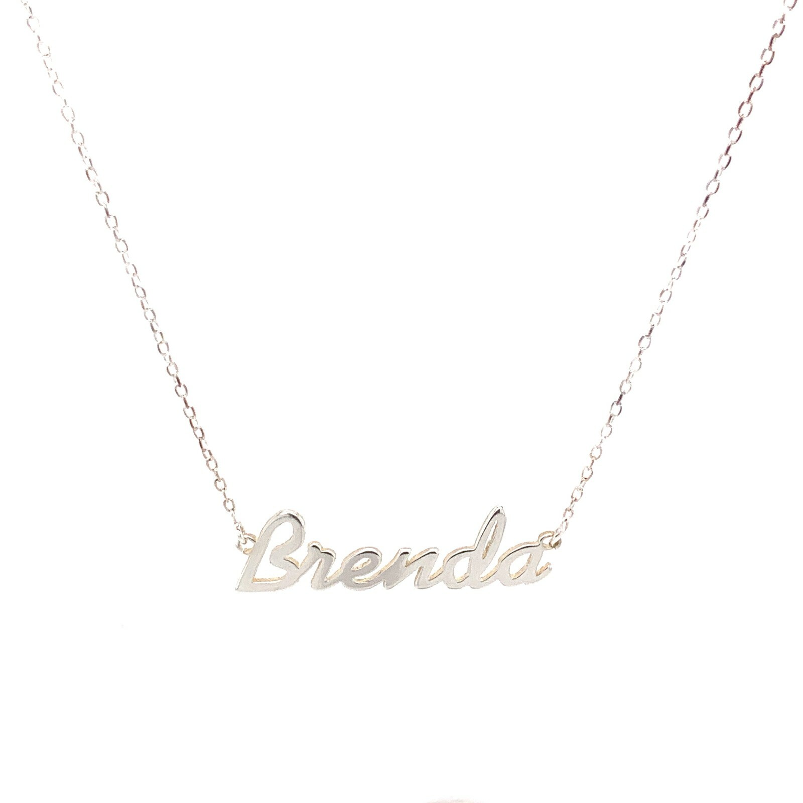 Brenda Name Plate Necklace Pendent Sterling Silver female Personalized Custom
