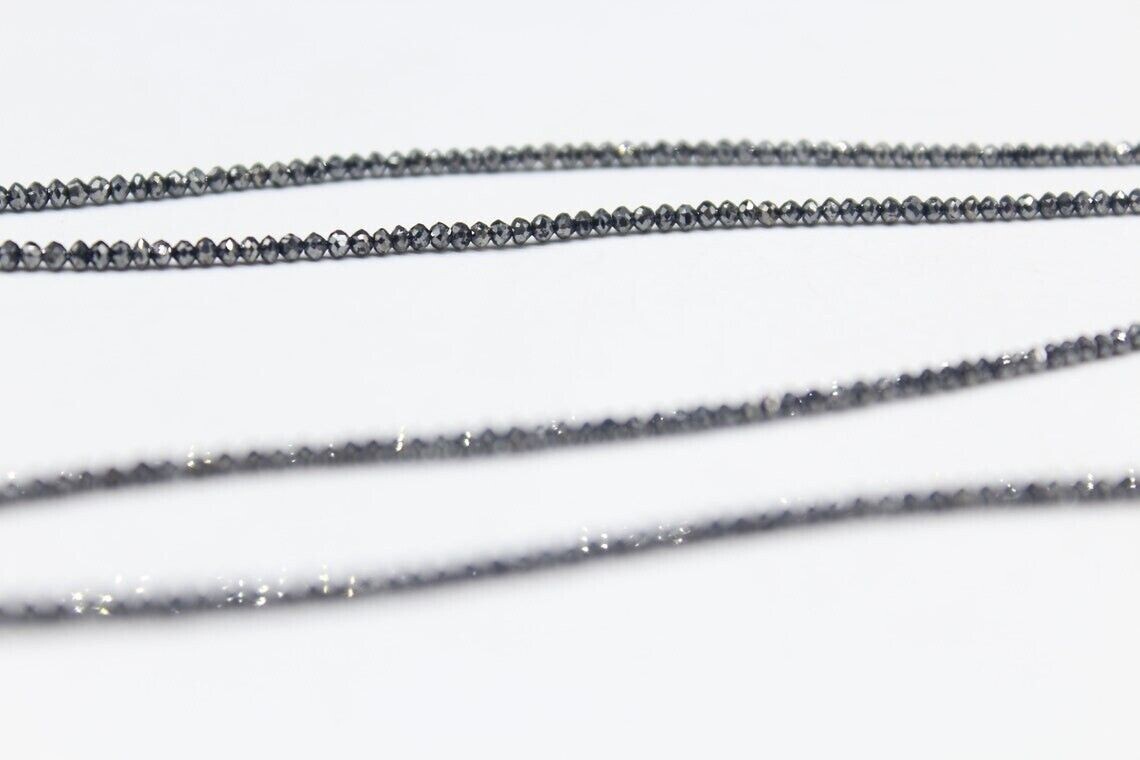 AAA Quality 3mm Certified Black Diamond Beads Necklace 20 inches For Gift