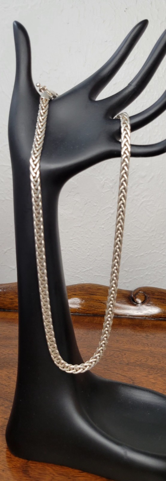 Solid Sterling Italian Foxtail Necklace Luxurious 18″ 31.4 Grams Stamped 925 OTC