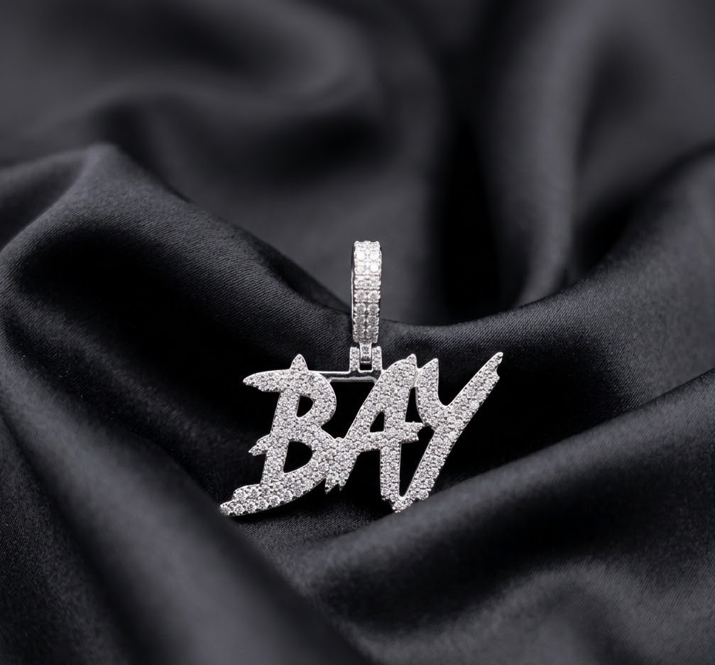 1Ct Round Cut Lab Created Diamond Intial Hip Hop pendants for women 925 Silver