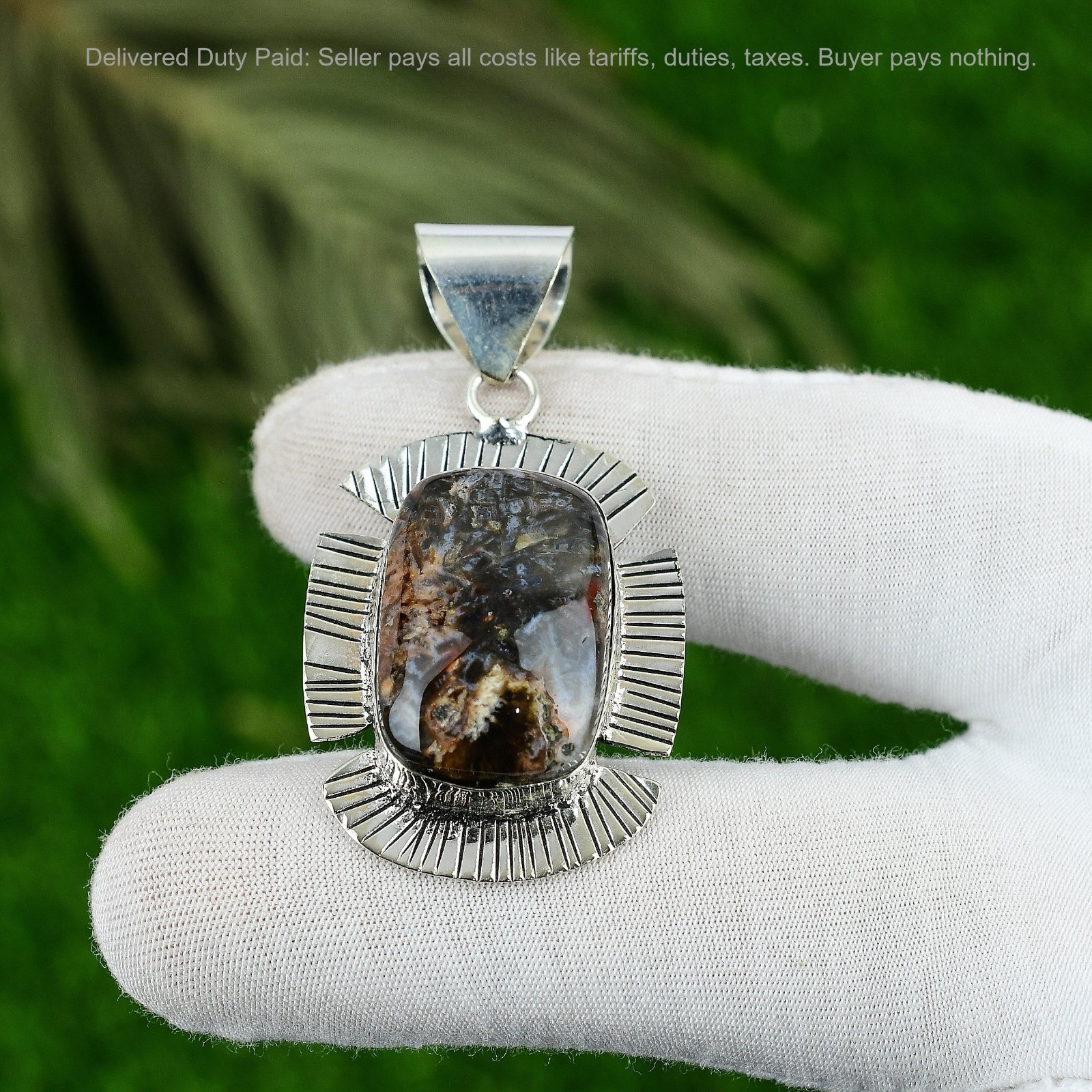 Stick Agate Stone Sterling Silver Handmade Anniversary Bezel New Pendant Jewelry