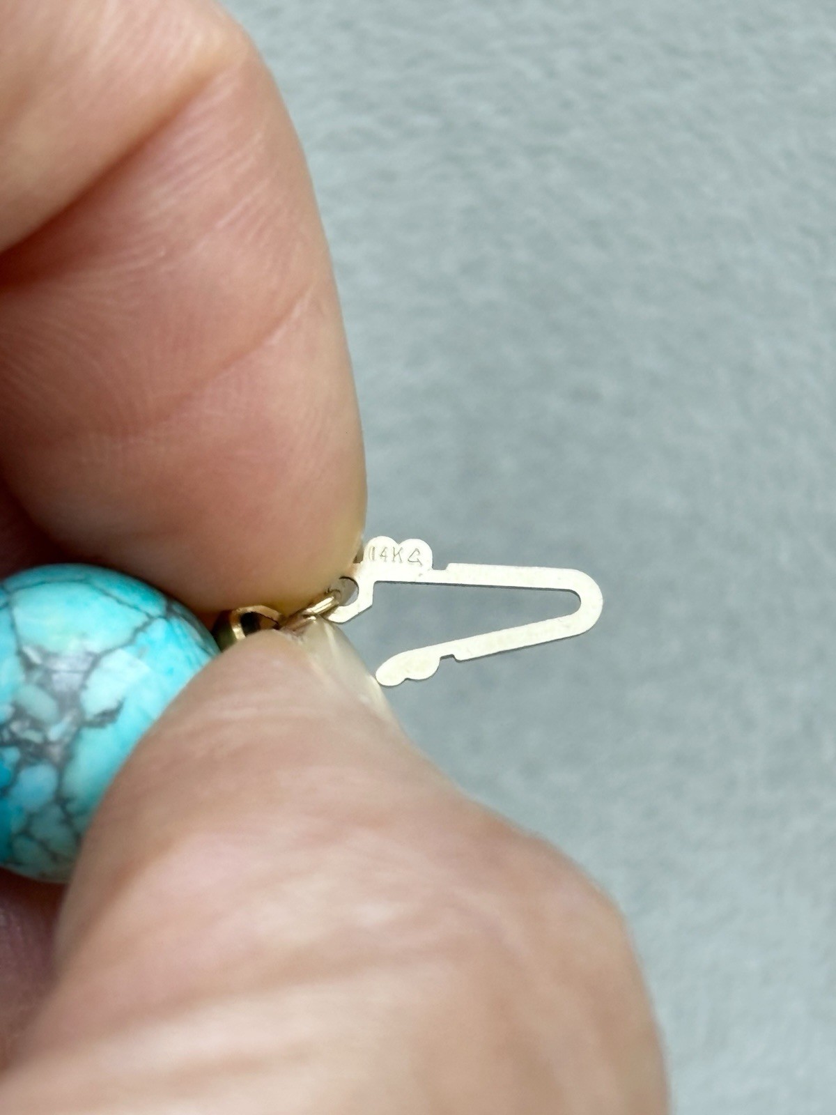 Solid 14k Yellow Gold 12mm Round Natural Turquoise Beaded Necklace 33” 159g