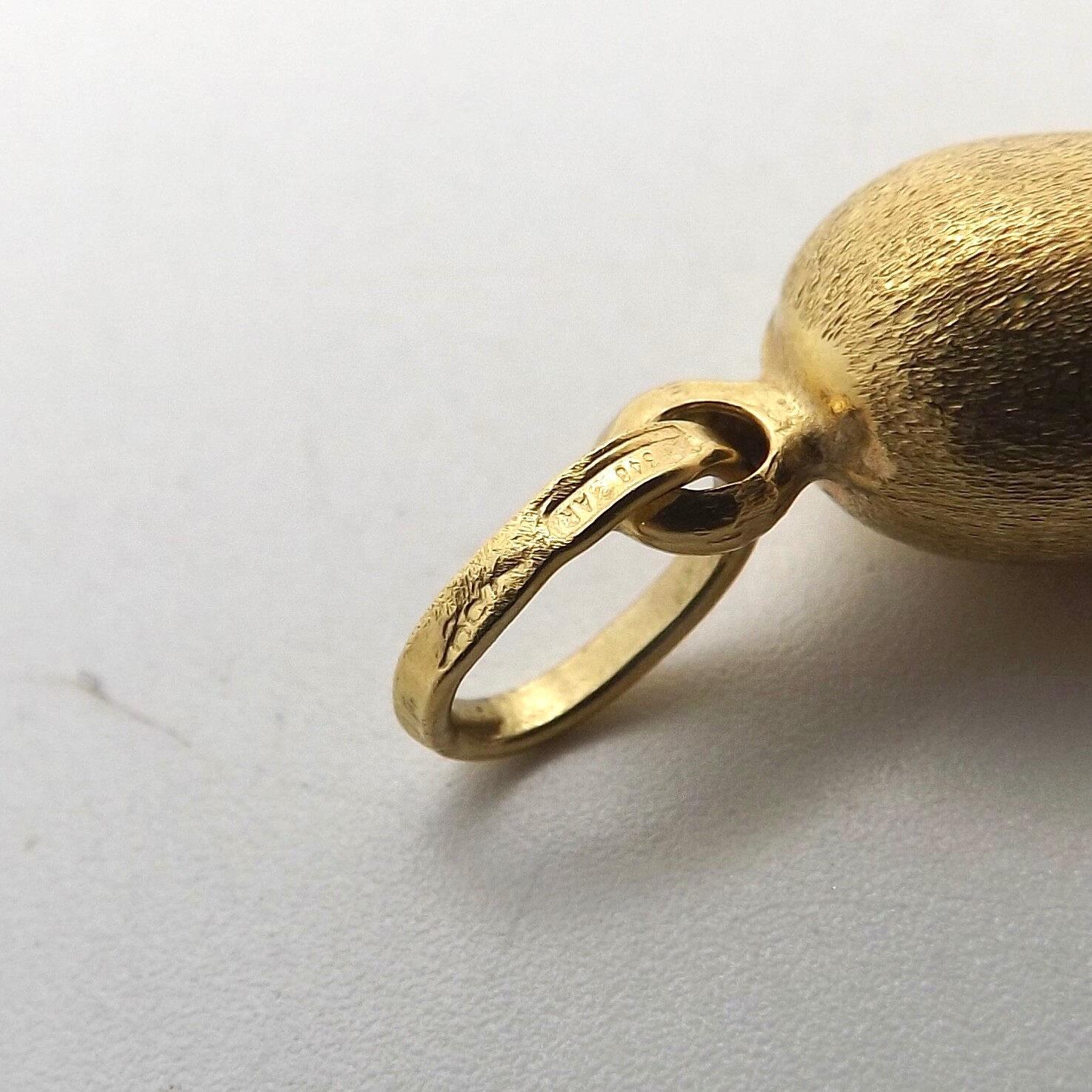 Solid 18k Gold Italian Horn Cornicello Charm Pendant Satin Finish Italy Hollow
